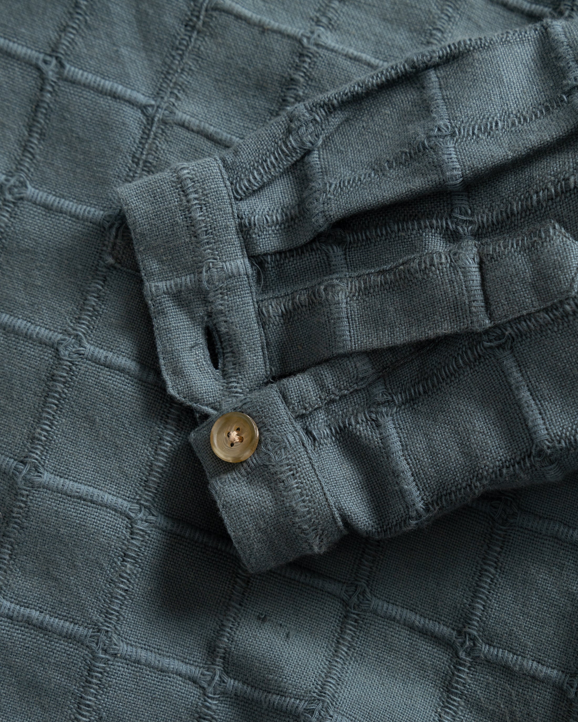 SAM SHIRT JACKET - DARK SLATE "MAGNIFIED RIPSTOP" HANDWOVEN COTTON