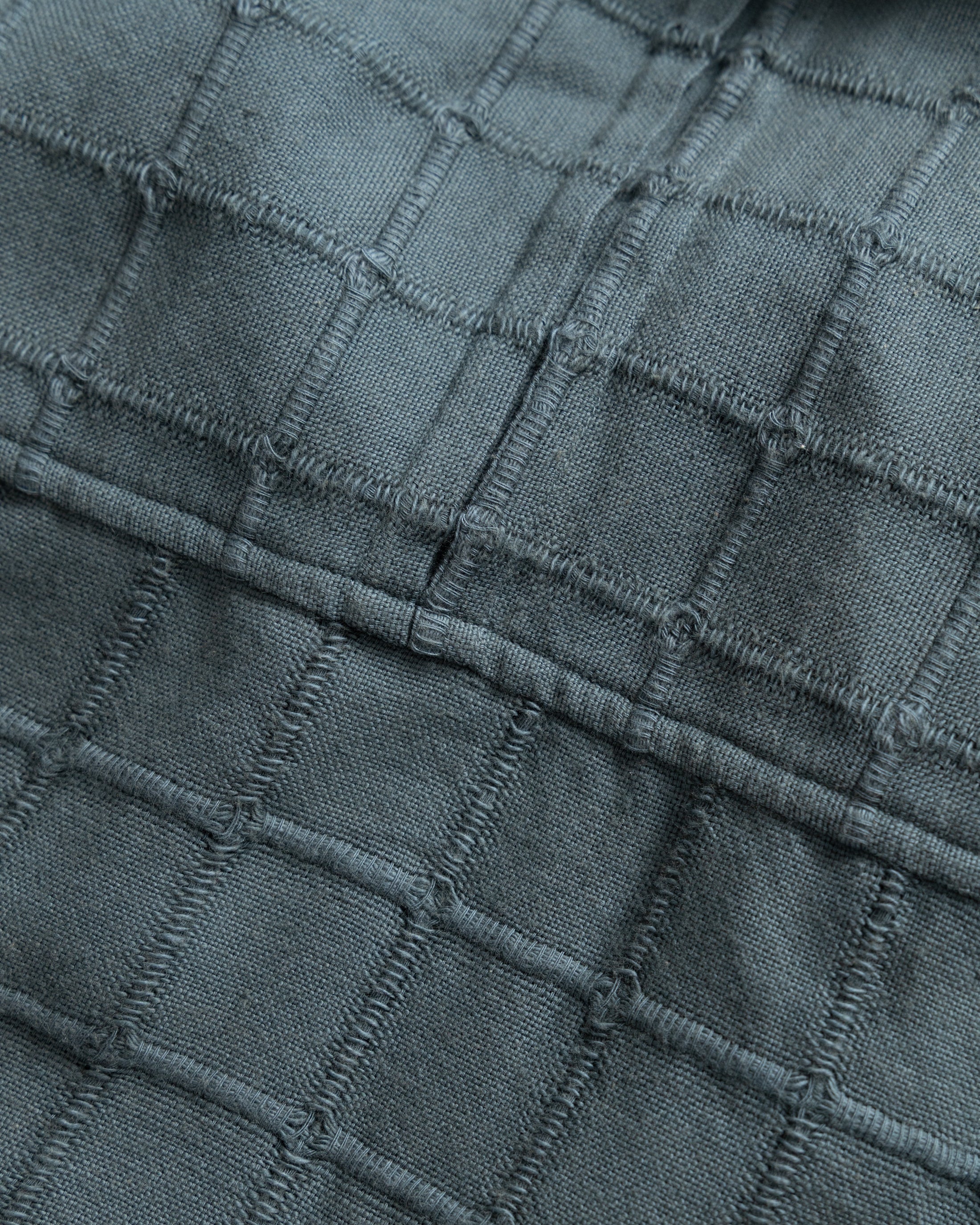 SAM SHIRT JACKET - DARK SLATE "MAGNIFIED RIPSTOP" HANDWOVEN COTTON