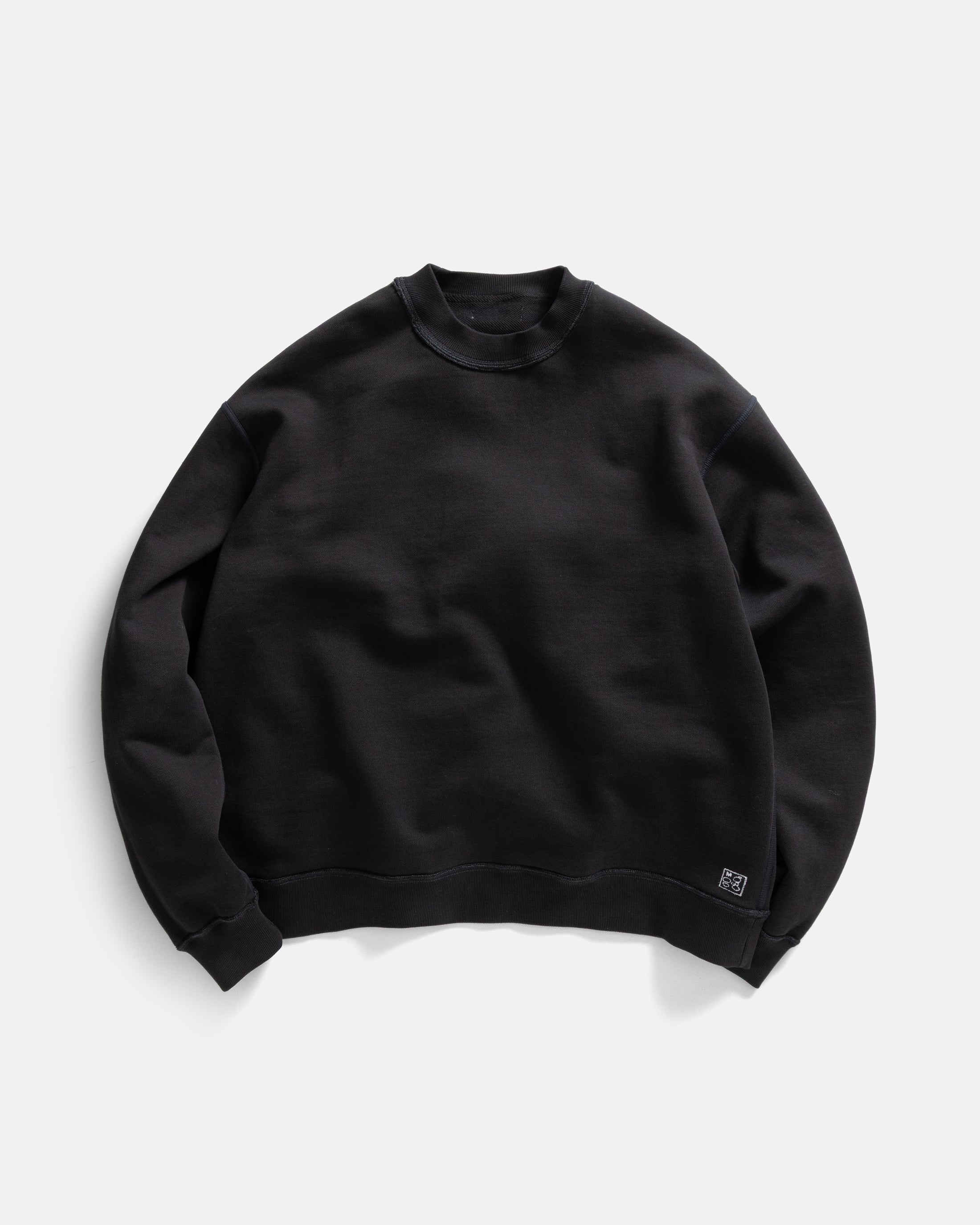 REVERSIBLE DJ CREWNECK SWEATSHIRT - BLACK 19oz. ALL COTTON FLEECE