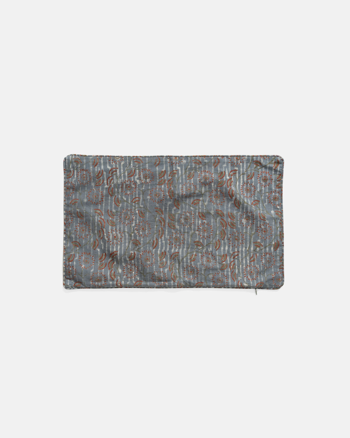 12" X 20" PIPED THROW PILLOW CASE  - INDIGO / OCHRE / MADDER / BLACK HAND BLOCK PRINTED COTTON