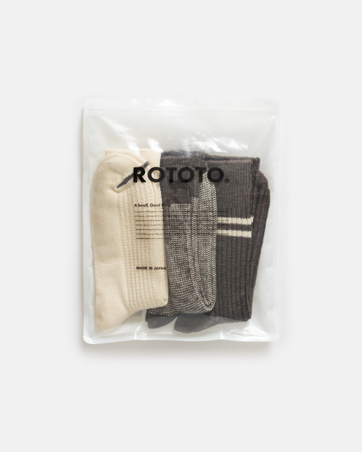 ROTOTO RECYCLED COTTON WOOL DAILY 3 PACK SOCKS - BROWN