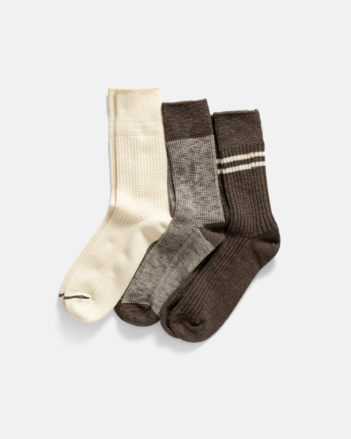 ROTOTO RECYCLED COTTON WOOL DAILY 3 PACK SOCKS - BROWN