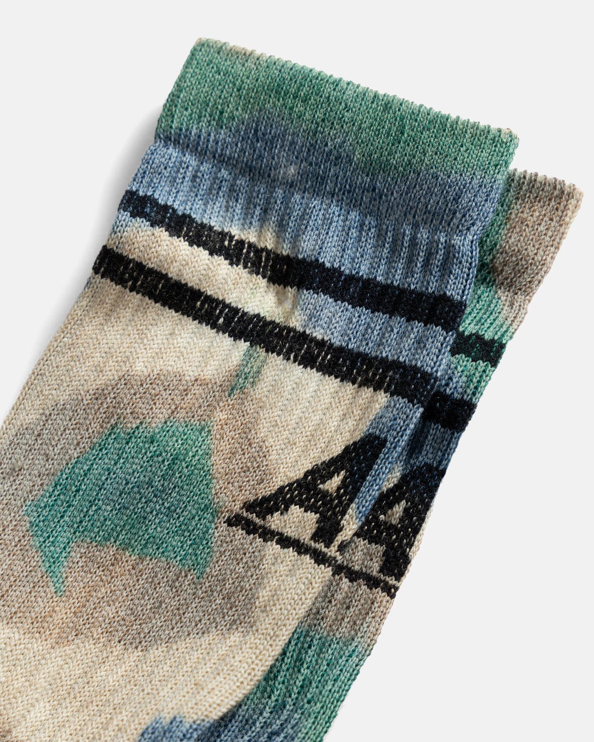 ROTOTO ALLROUNDER MERINO CUSHION "TIE DYE" SOCKS - BLUE / GREEN
