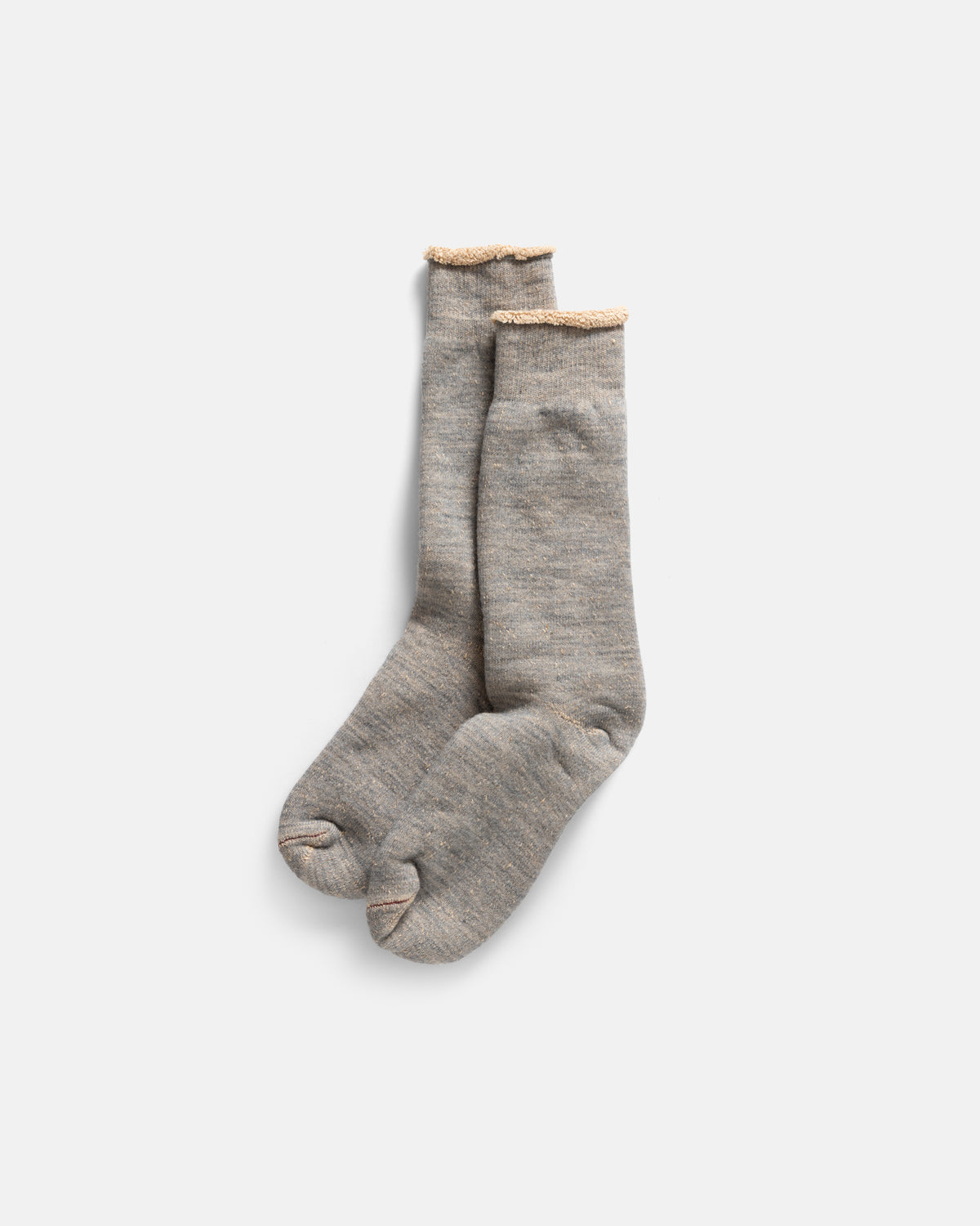 ROTOTO DOUBLE FACE CREW SOCKS "MERINOWOOL & BROWN OG" - GRAY / BROWN
