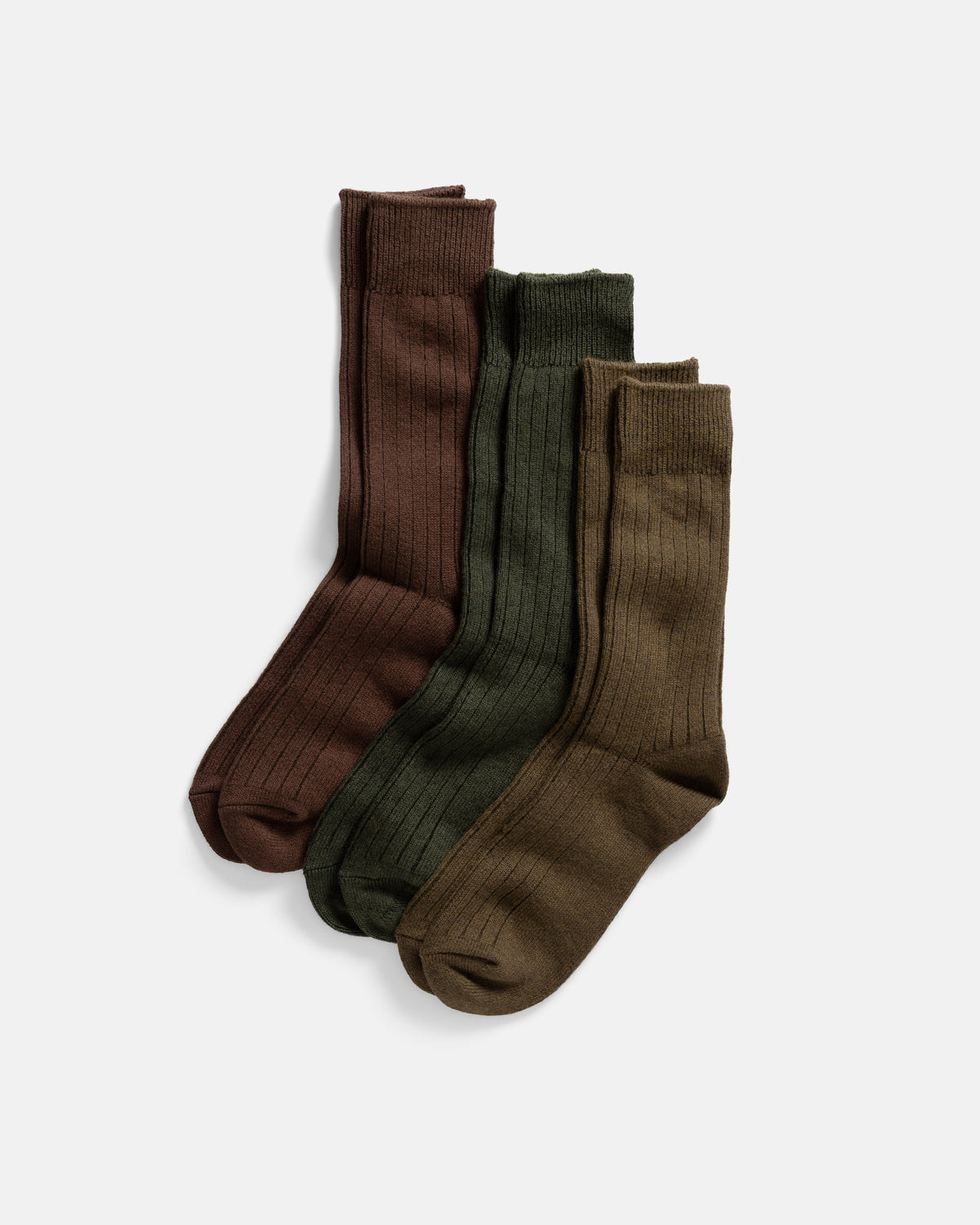 ROTOTO COTTON WOOL 3 PACK SOCKS - OLIVE TONES