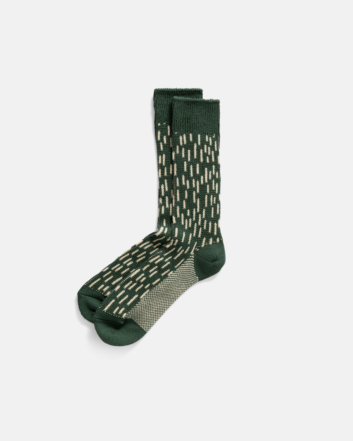 ROTOTO RAINDROP CREW SOCKS - GREEN / IVORY