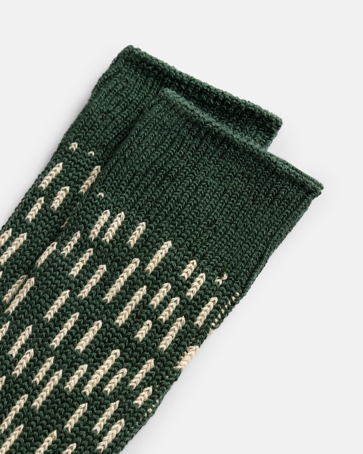 ROTOTO RAINDROP CREW SOCKS - GREEN / IVORY