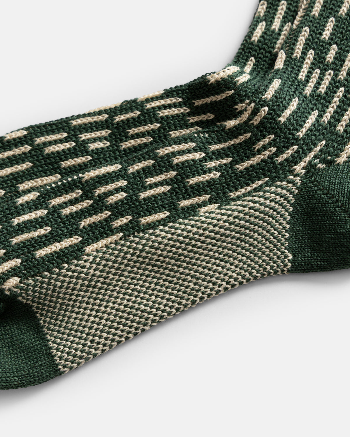 ROTOTO RAINDROP CREW SOCKS - GREEN / IVORY
