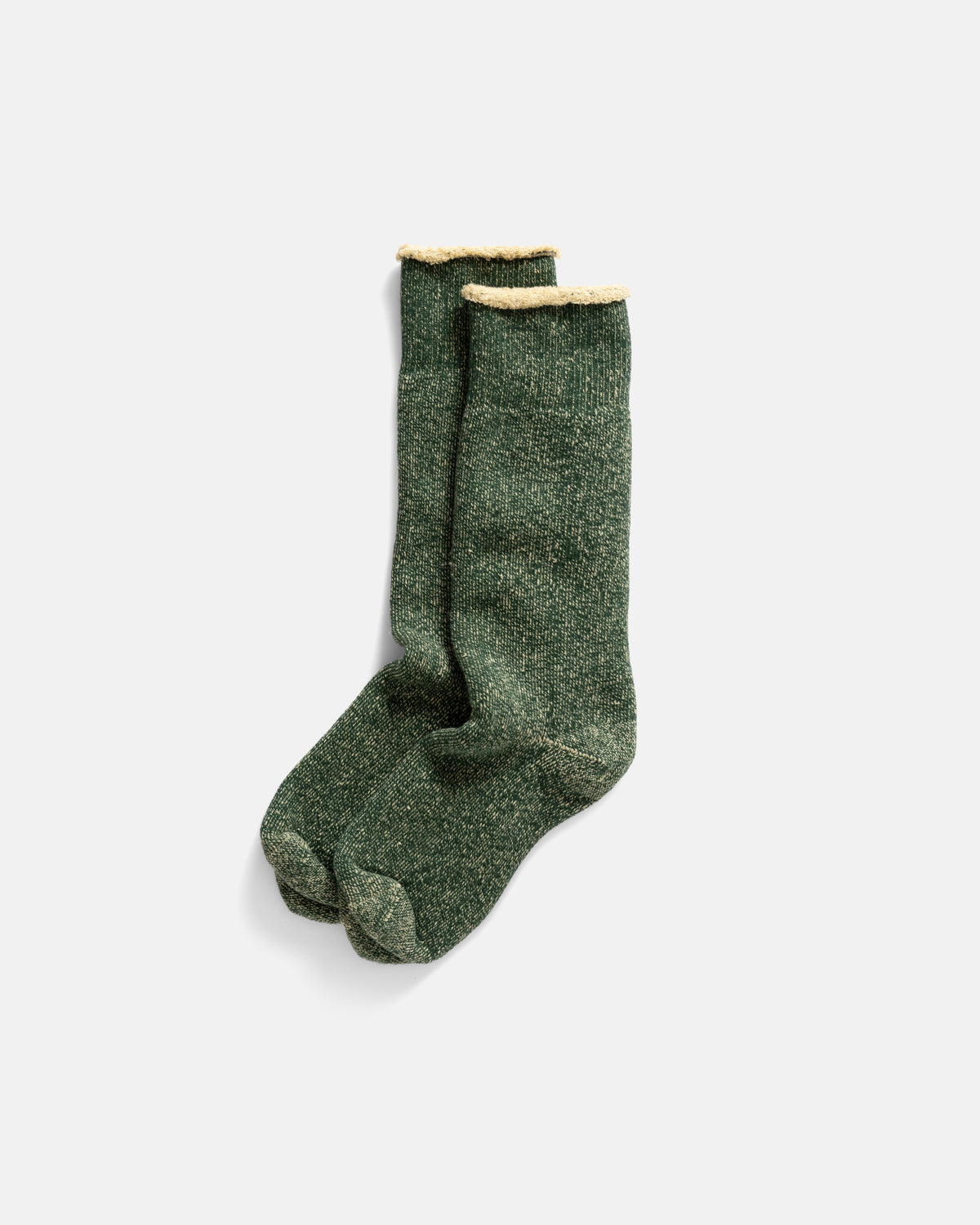 ROTOTO REVERSIBLE PILE SOCKS - FOREST GREEN / RAW BEIGE
