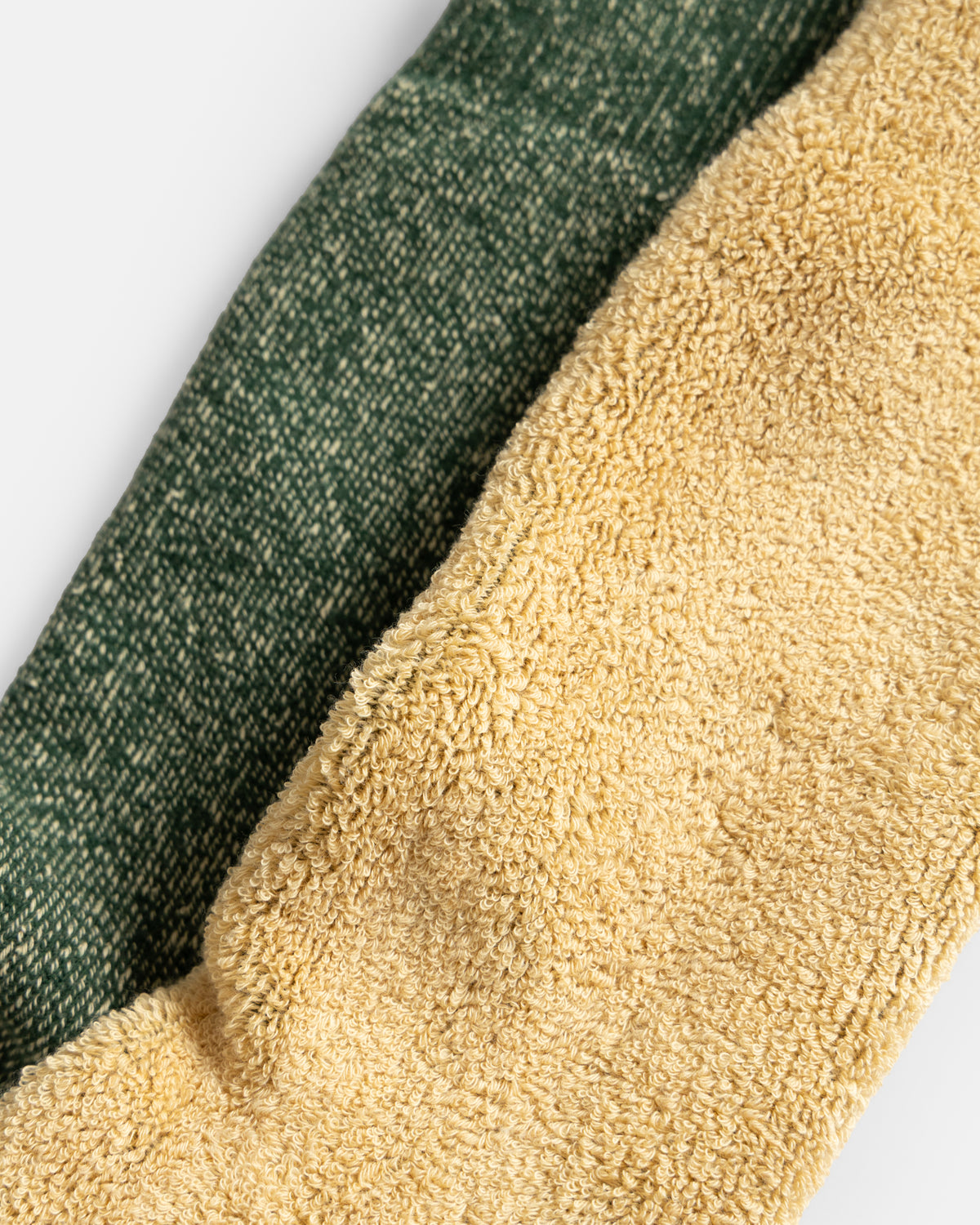 ROTOTO REVERSIBLE PILE SOCKS - FOREST GREEN / RAW BEIGE