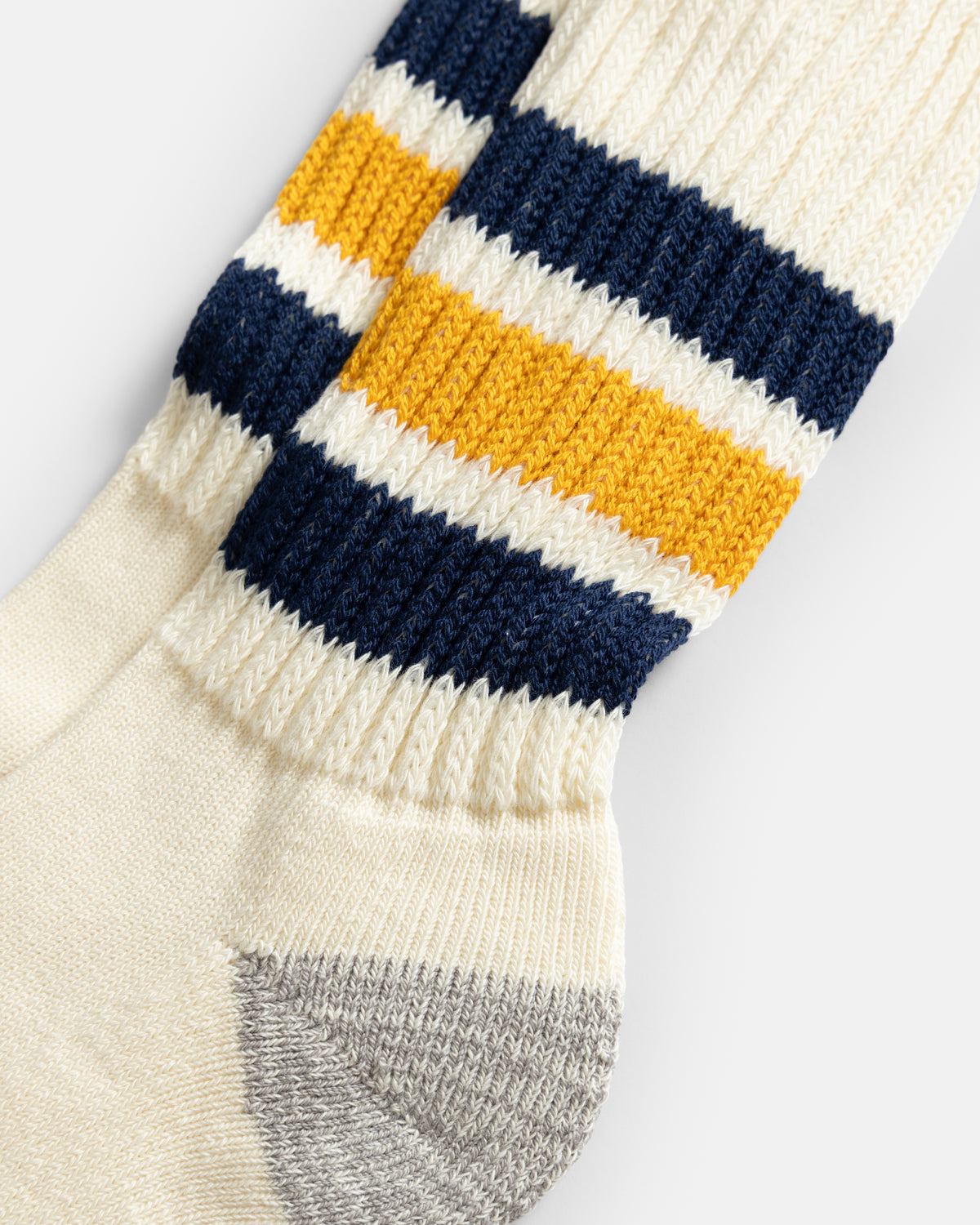 ROTOTO COARSE RIBBED OLDSCHOOL CREW SOCKS - NAVY / YELLOW