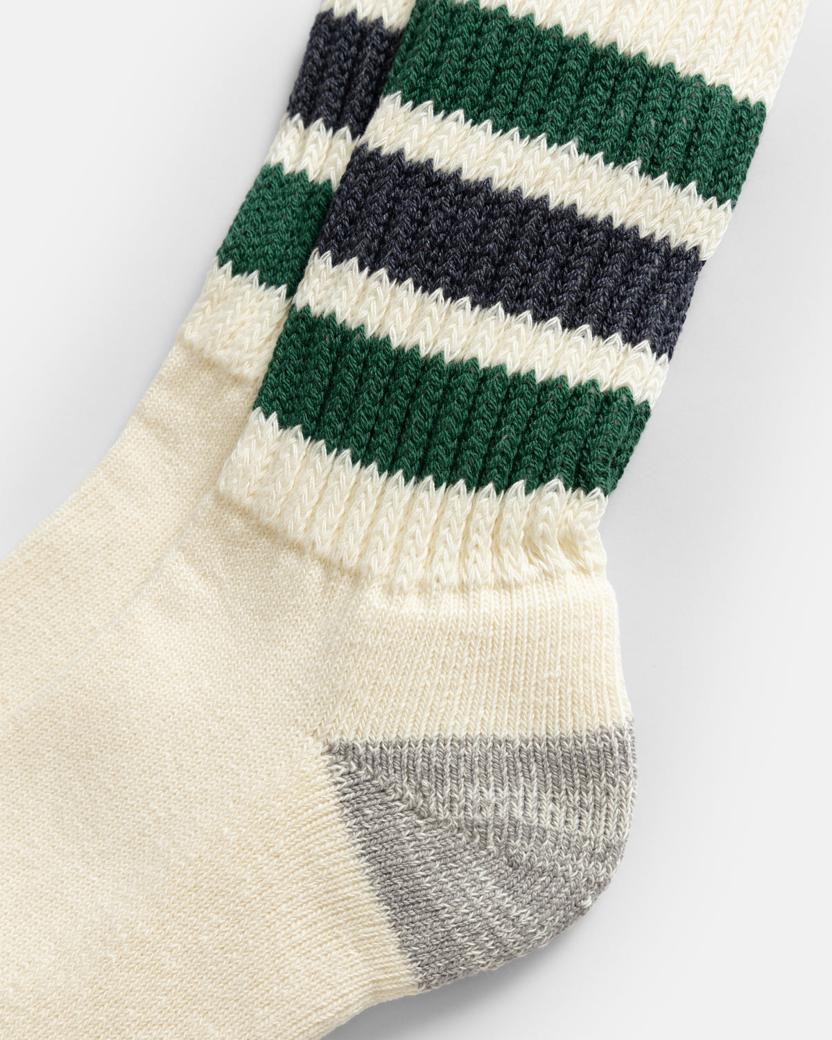 ROTOTO COARSE RIBBED OLDSCHOOL CREW SOCKS - GREEN / CHARCOAL