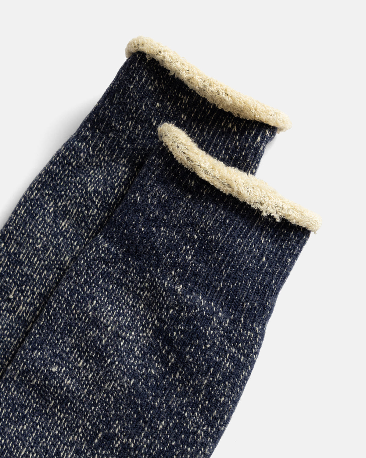 ROTOTO REVERSIBLE PILE SOCKS - NAVY / CREME