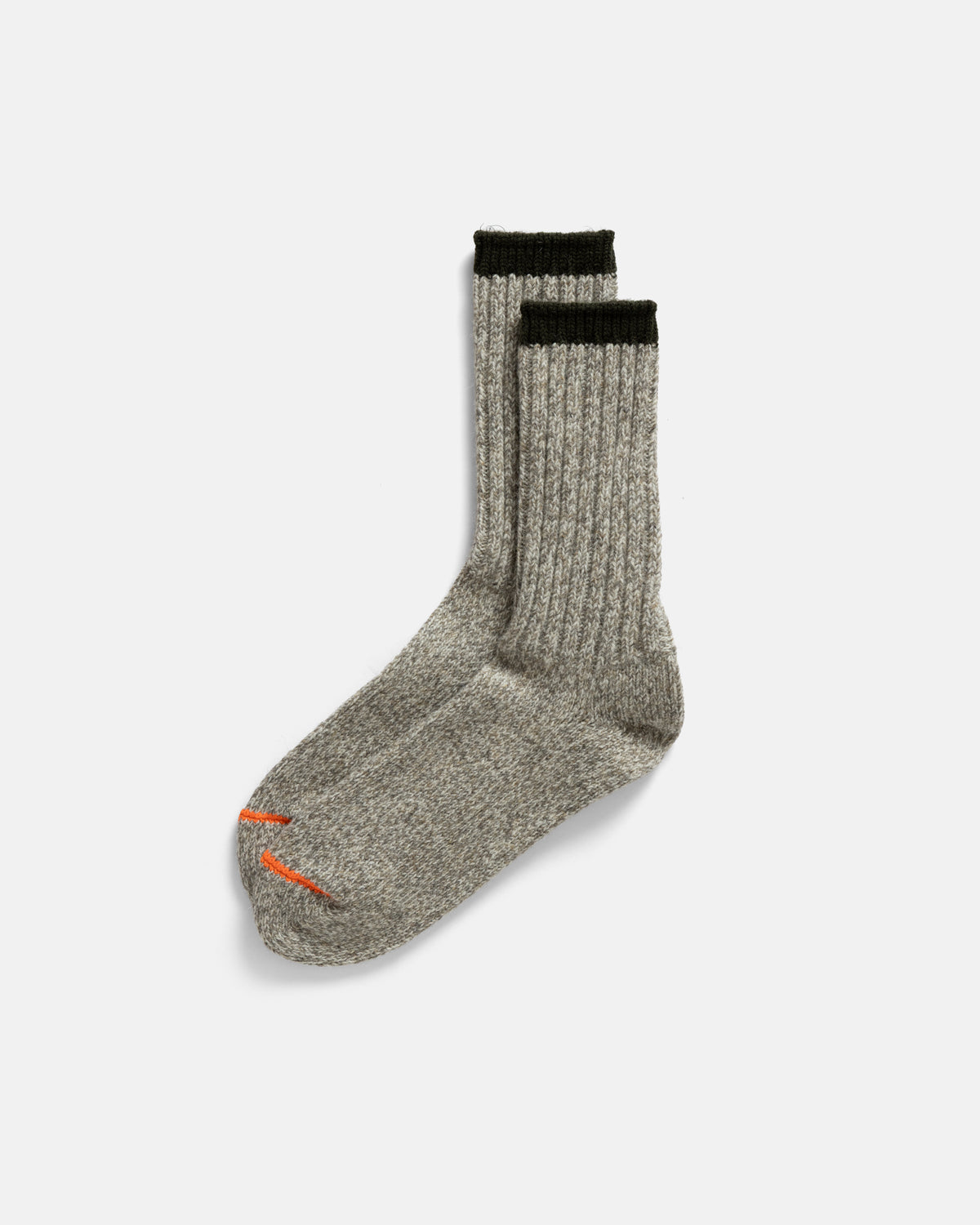 ROTOTO MERINO WOOL RAGG SOCKS - OLIVE / NEON ORANGE