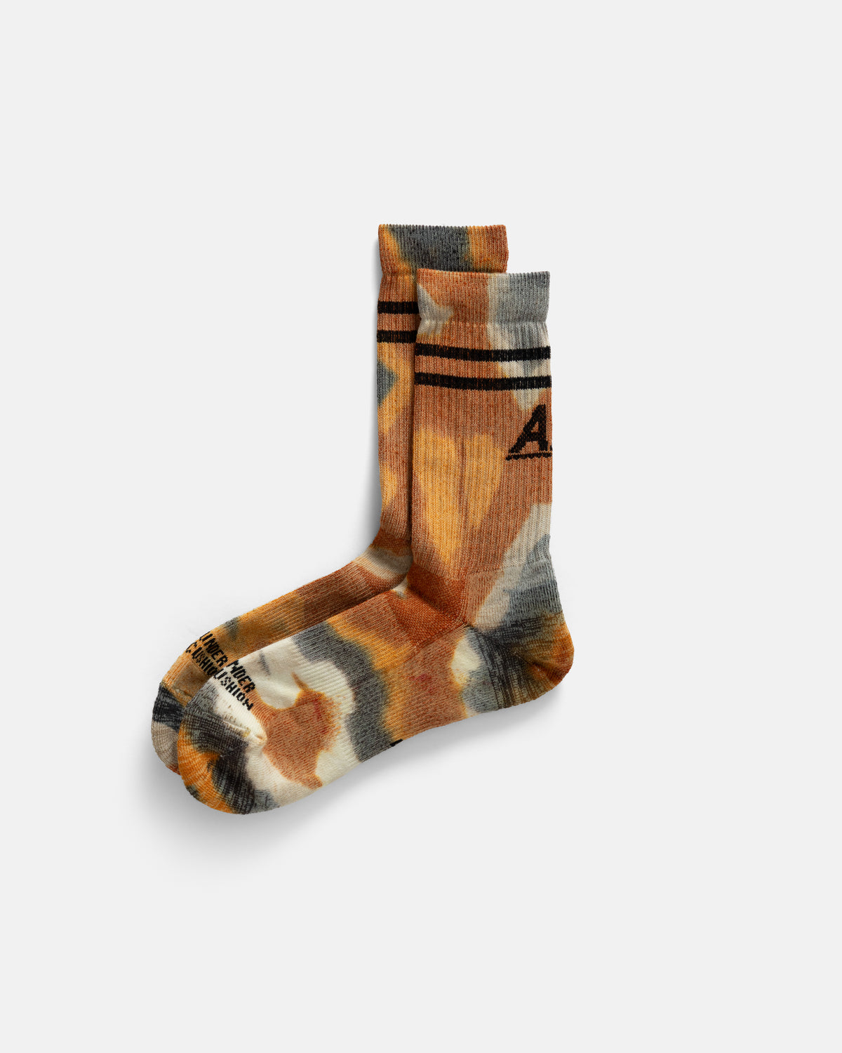 ROTOTO ALLROUNDER MERINO CUSHION "TIE DYE" SOCKS - YELLOW / TERRACOTTA