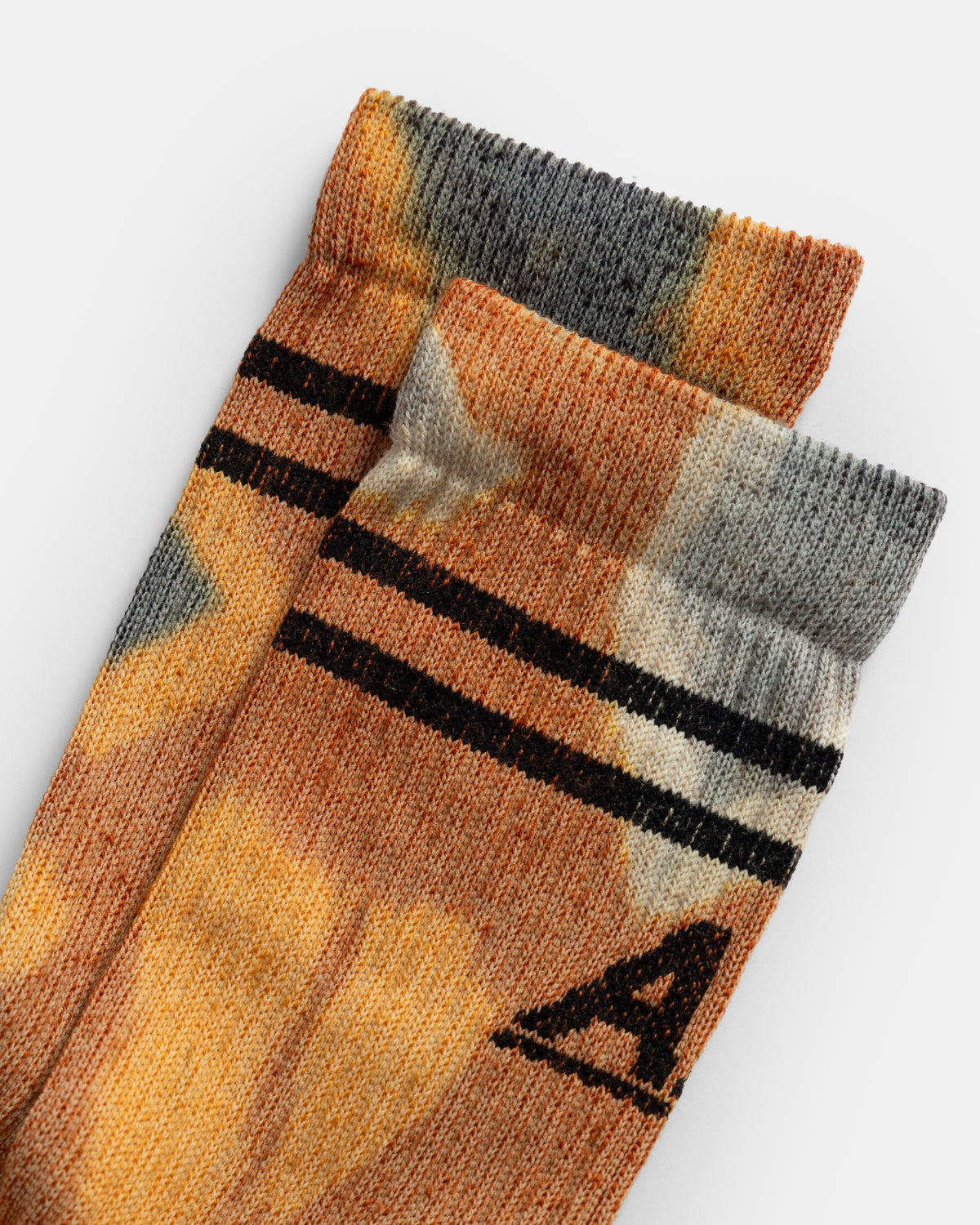 ROTOTO ALLROUNDER MERINO CUSHION "TIE DYE" SOCKS - YELLOW / TERRACOTTA