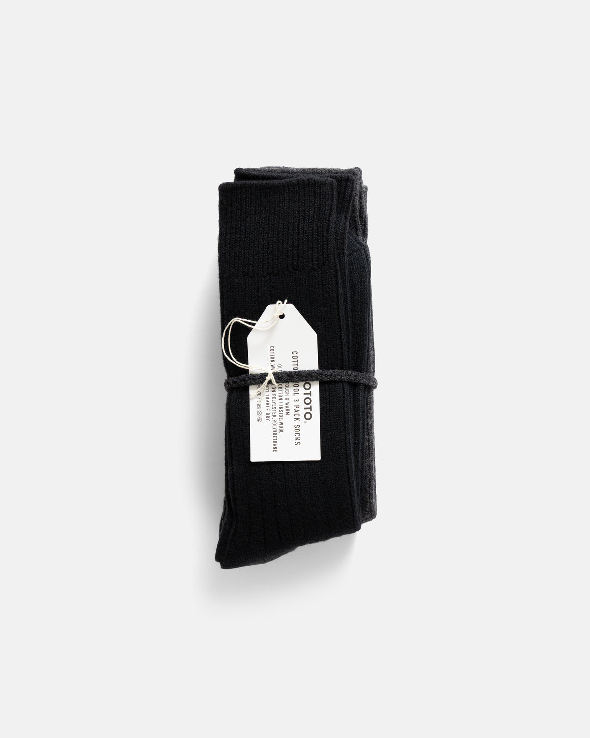 ROTOTO COTTON WOOL 3 PACK SOCKS - BLACK TONES
