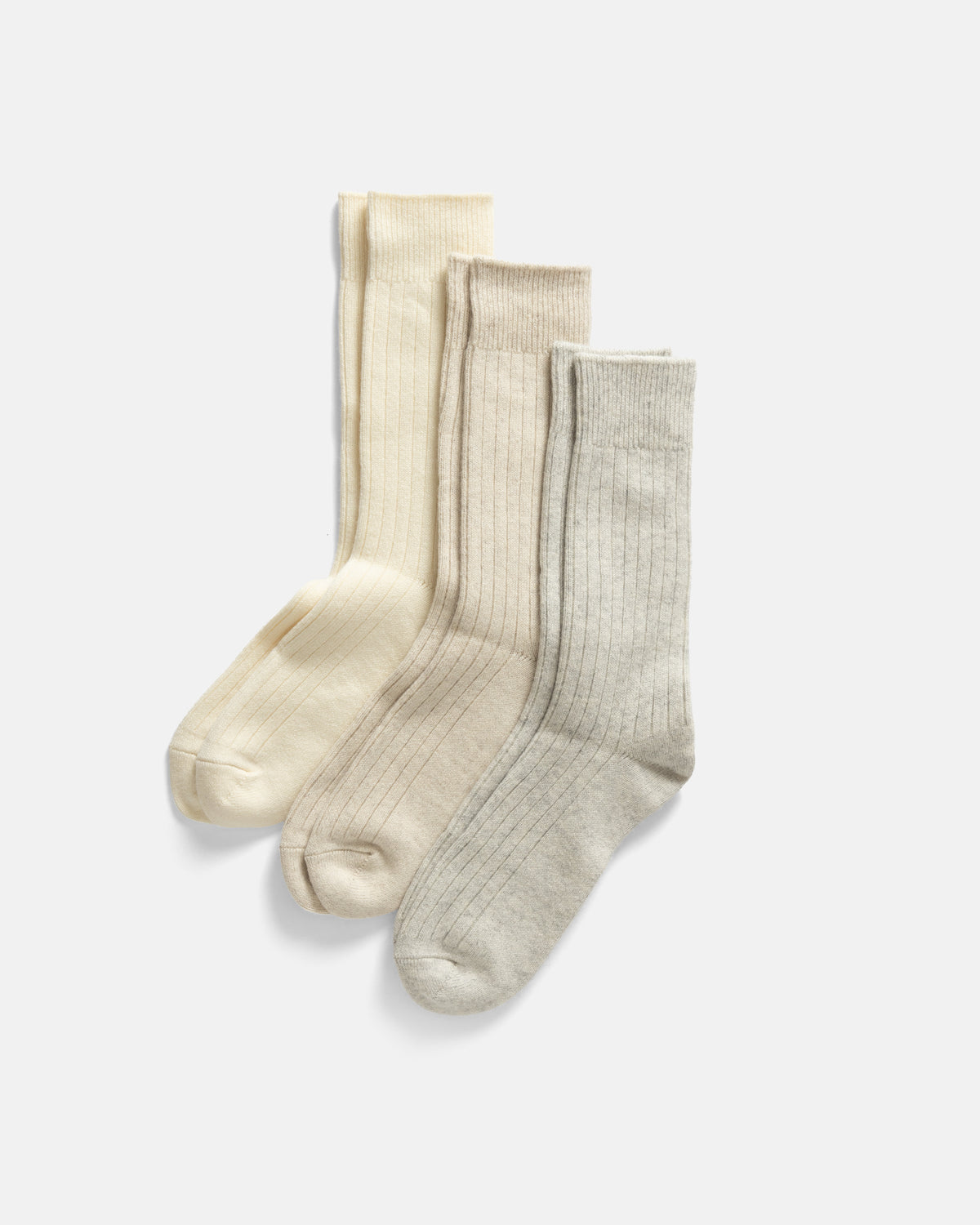 ROTOTO COTTON WOOL 3 PACK SOCKS - IVORY TONES