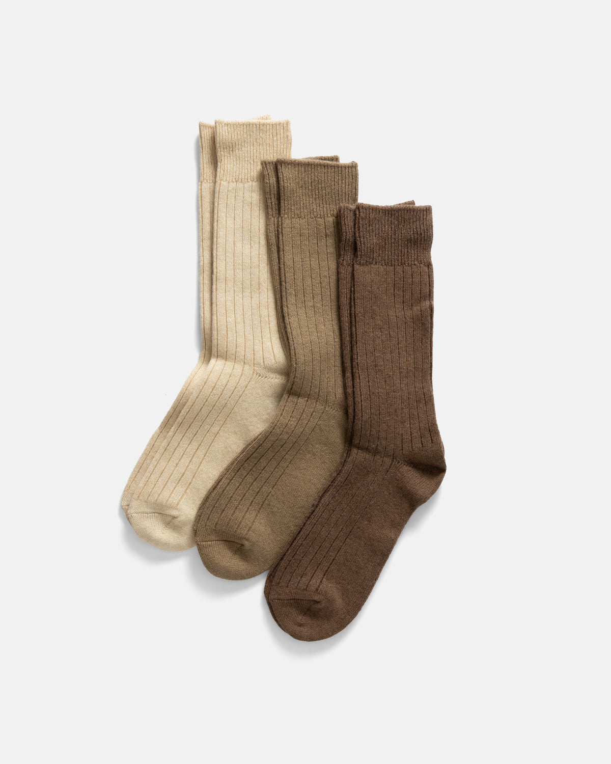 ROTOTO COTTON WOOL 3 PACK SOCKS - BEIGE TONES
