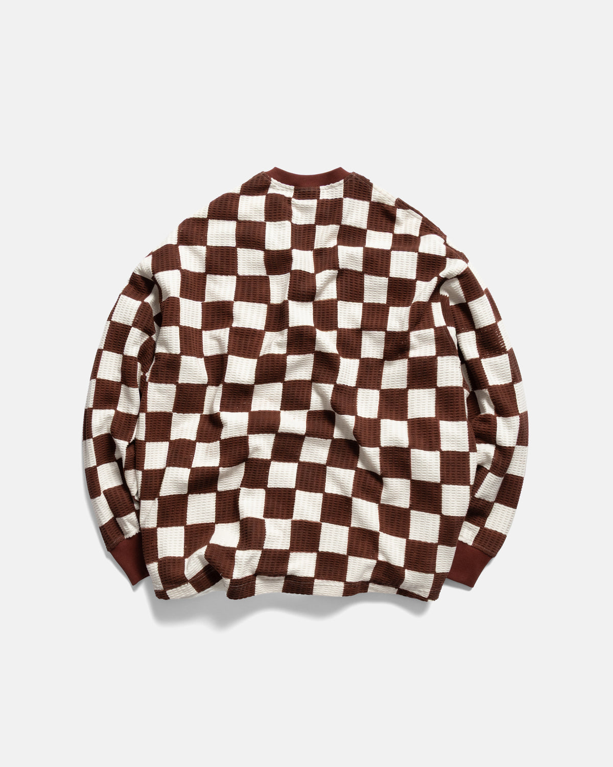 AJ QUARTER ZIP CREW - CRIMSON / SALT BLOCK PRINTED CHECKERBOARD COTTON THERMAL
