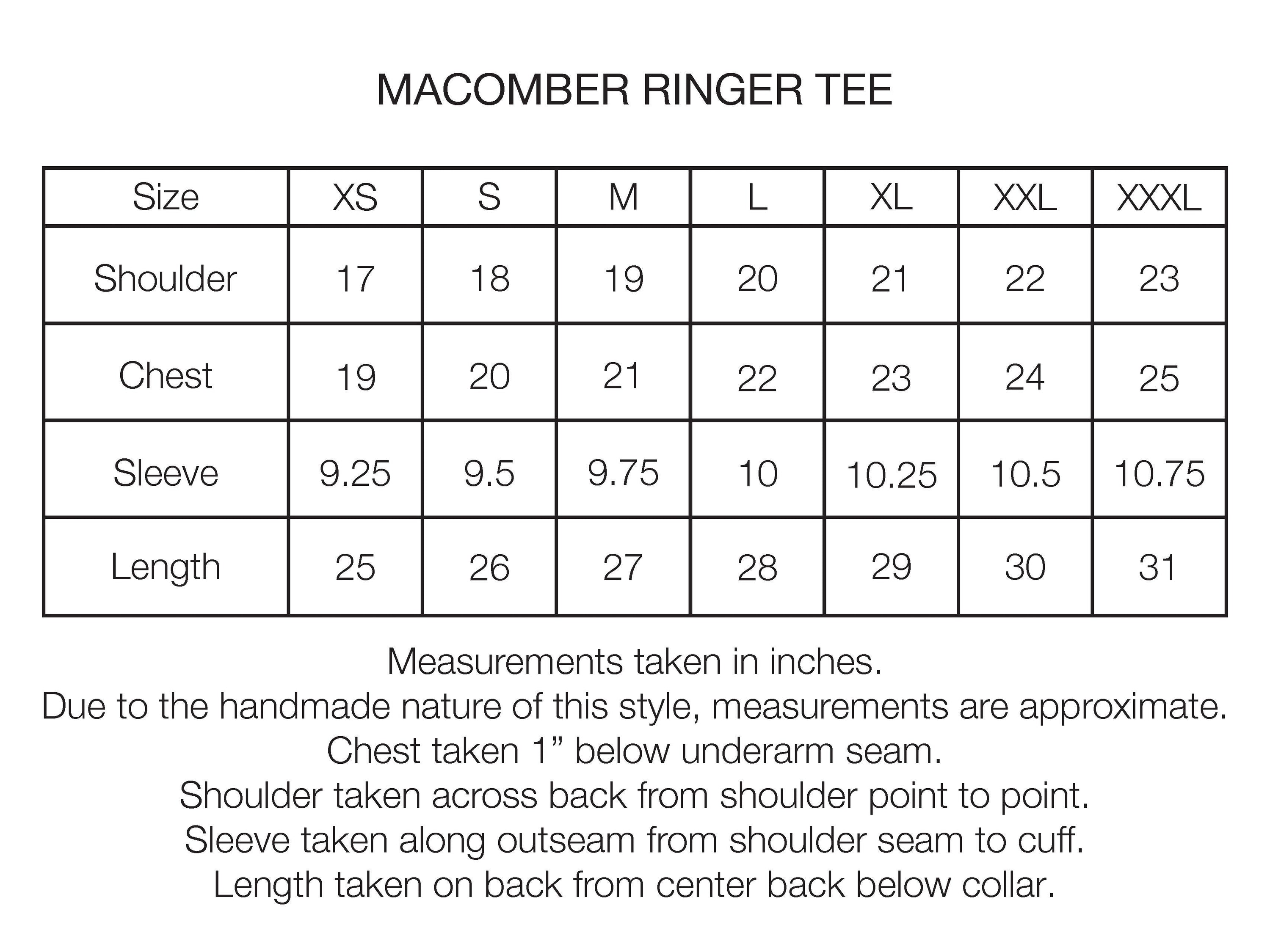 MACOMBER RINGER TEE - MIDNIGHT NAVY / DAN & WHIT'S RED 7.75 oz. ALL SEASON COTTON JERSEY