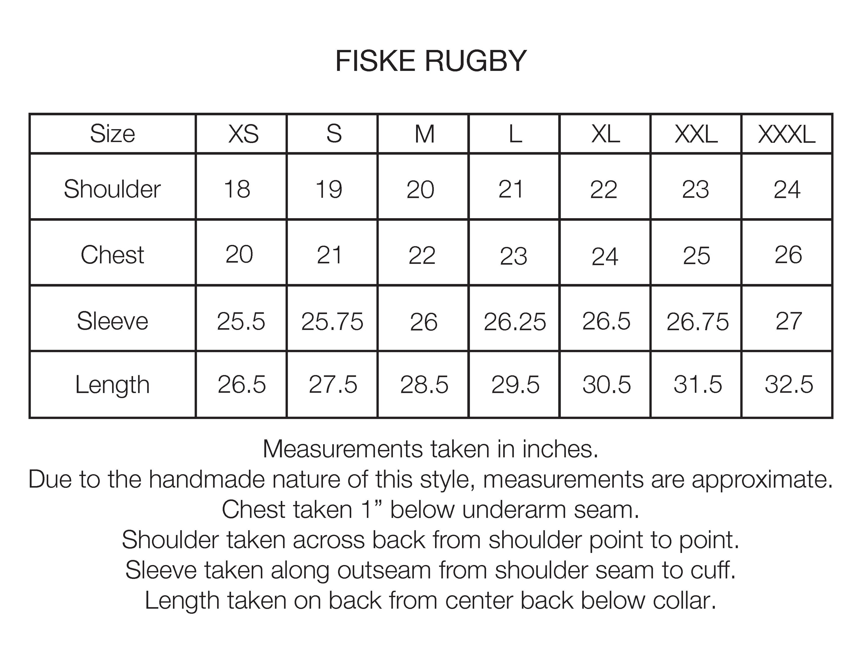 FISKE L/S RUGBY - DAN & WHIT'S RED / MIDNIGHT NAVY / WHITE BLOCK-PRINTED HEAVYWEIGHT COTTON JERSEY