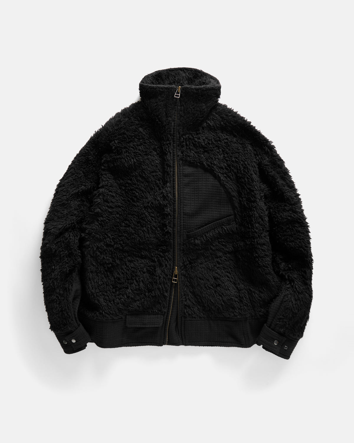 ADAM GRIZZLY FLEECE - BLACK DEEP PILE ORGANIC COTTON FLEECE / EXPLODED RIPSTOP COTTON