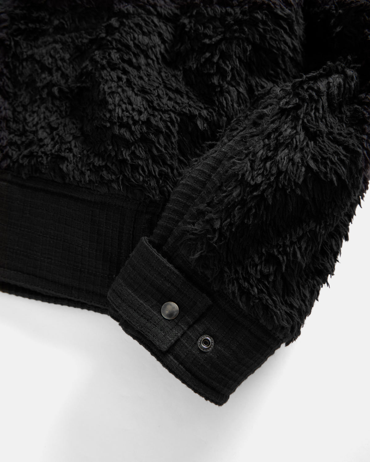 ADAM GRIZZLY FLEECE - BLACK DEEP PILE ORGANIC COTTON FLEECE / EXPLODED RIPSTOP COTTON