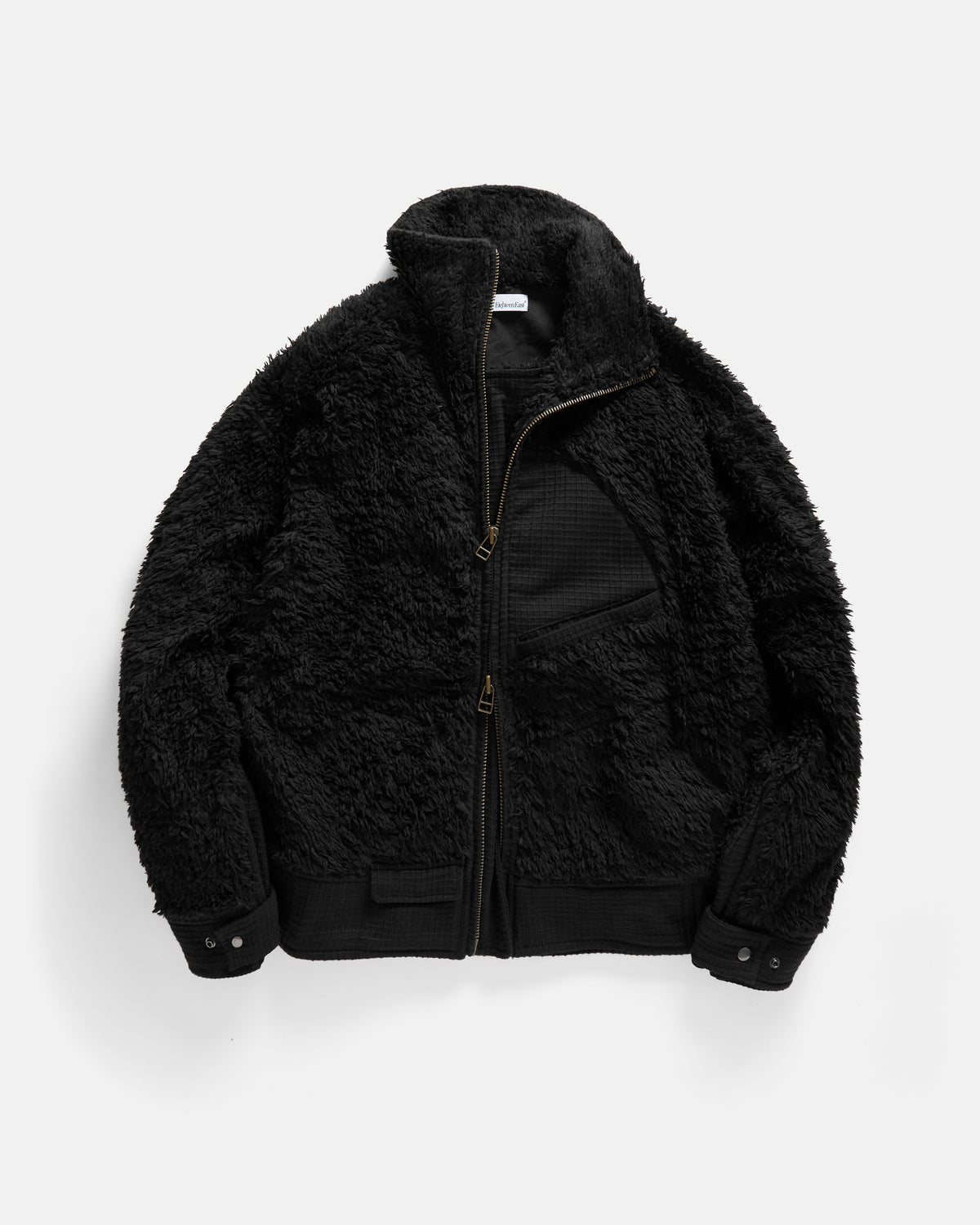 ADAM GRIZZLY FLEECE - BLACK DEEP PILE ORGANIC COTTON FLEECE / EXPLODED RIPSTOP COTTON
