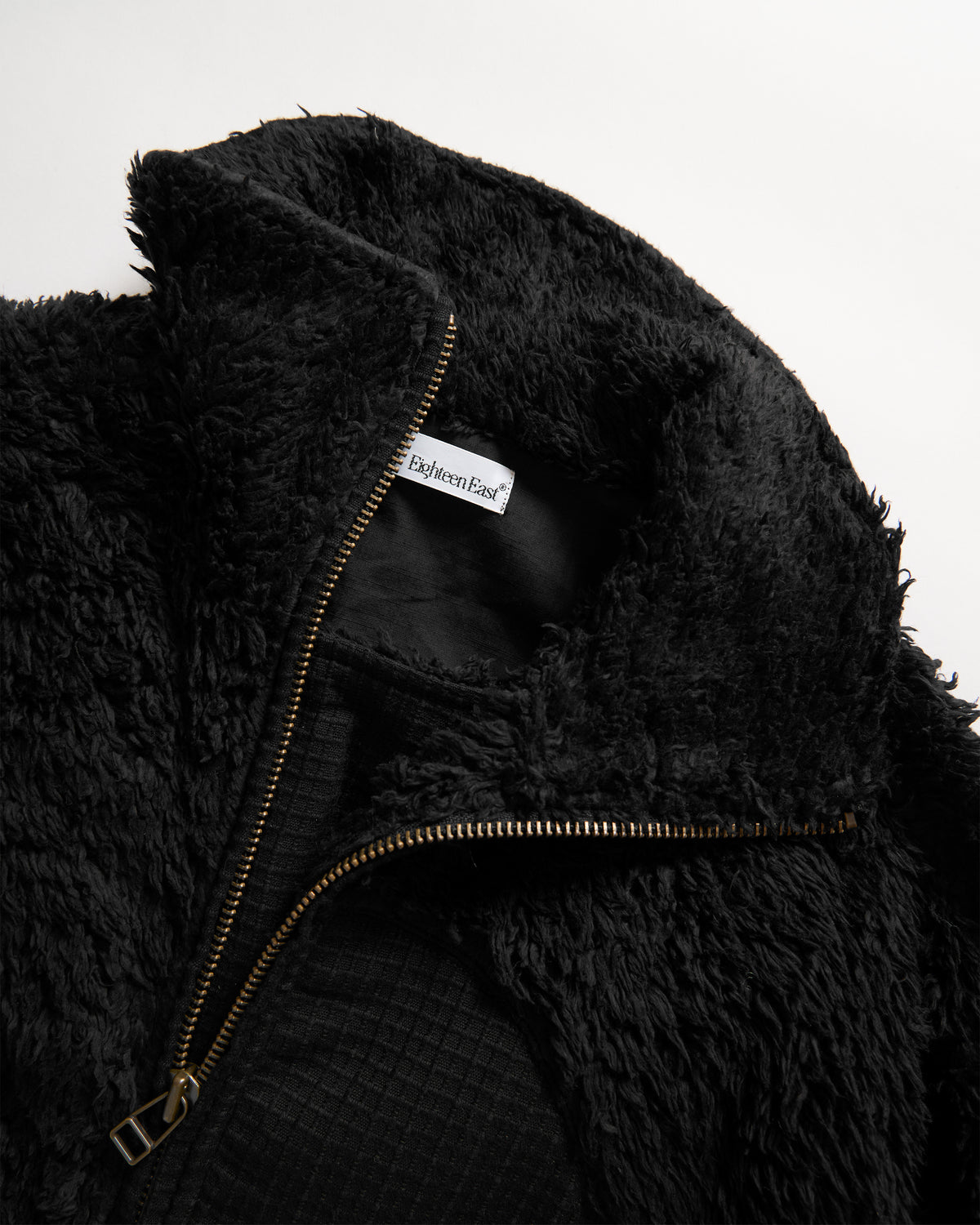 ADAM GRIZZLY FLEECE - BLACK DEEP PILE ORGANIC COTTON FLEECE / EXPLODED RIPSTOP COTTON