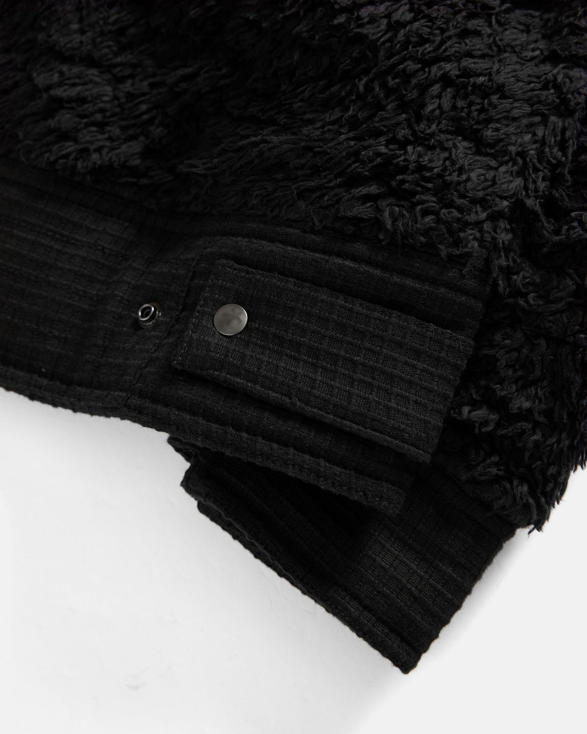 ADAM GRIZZLY FLEECE - BLACK DEEP PILE ORGANIC COTTON FLEECE / EXPLODED RIPSTOP COTTON
