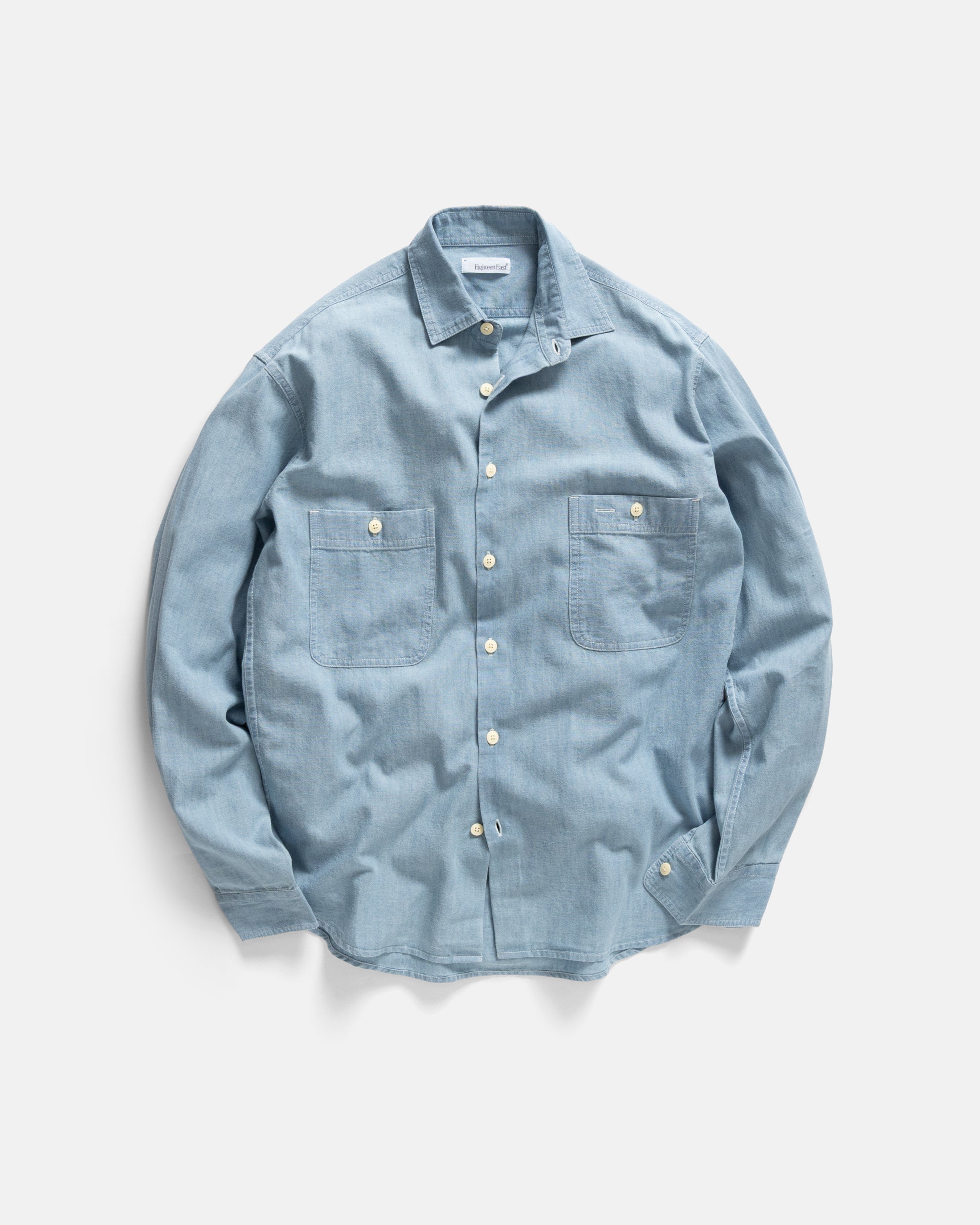 ALBERTO "PER LAVORO" SHIRT - BLEACHED INDIGO HANDWOVEN CHAMBRAY
