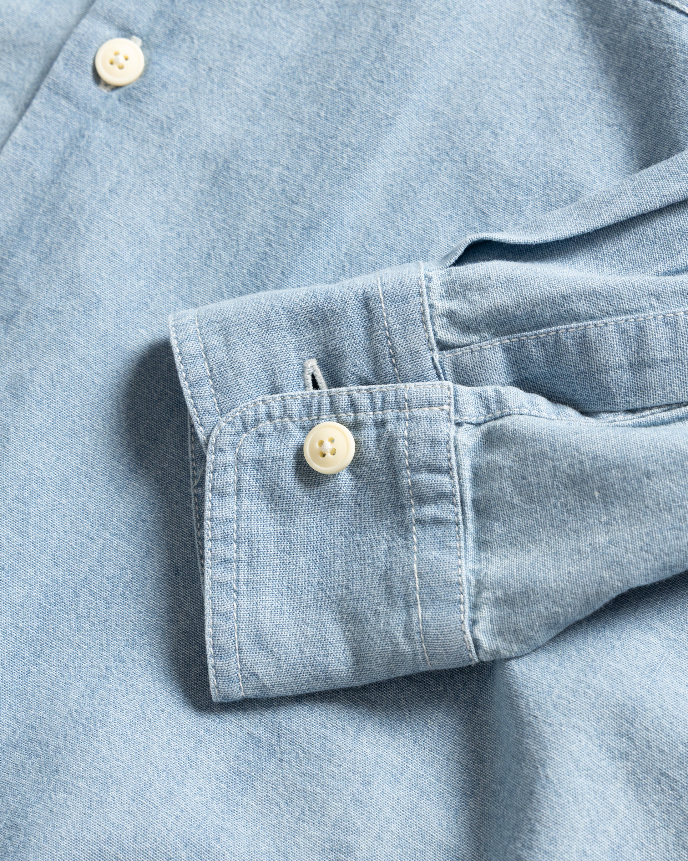 ALBERTO "PER LAVORO" SHIRT - BLEACHED INDIGO HANDWOVEN CHAMBRAY