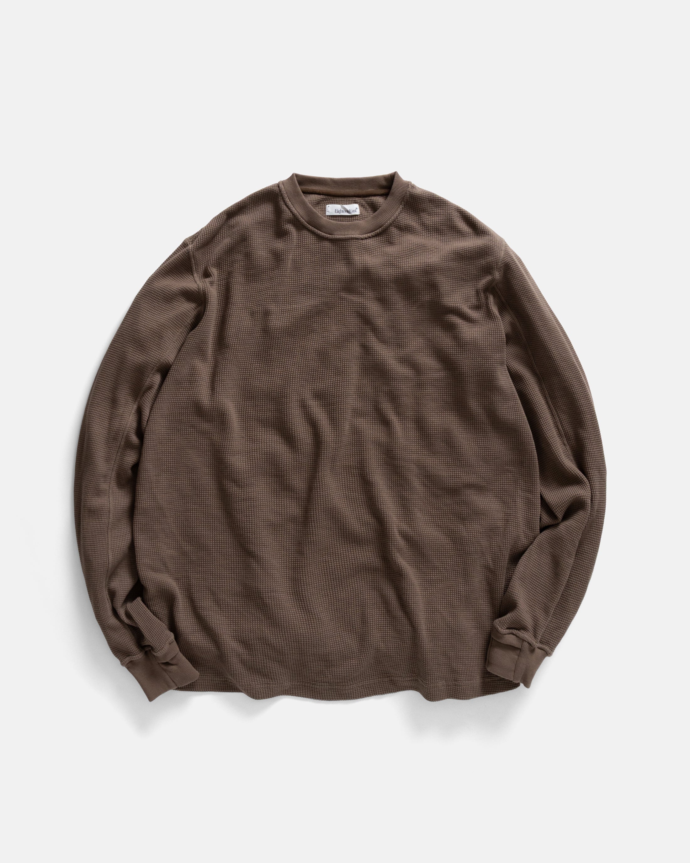 ARIZ LONG SLEEVE CREWNECK - FALCON BROWN LIGHTWEIGHT TECH COTTON THERMAL