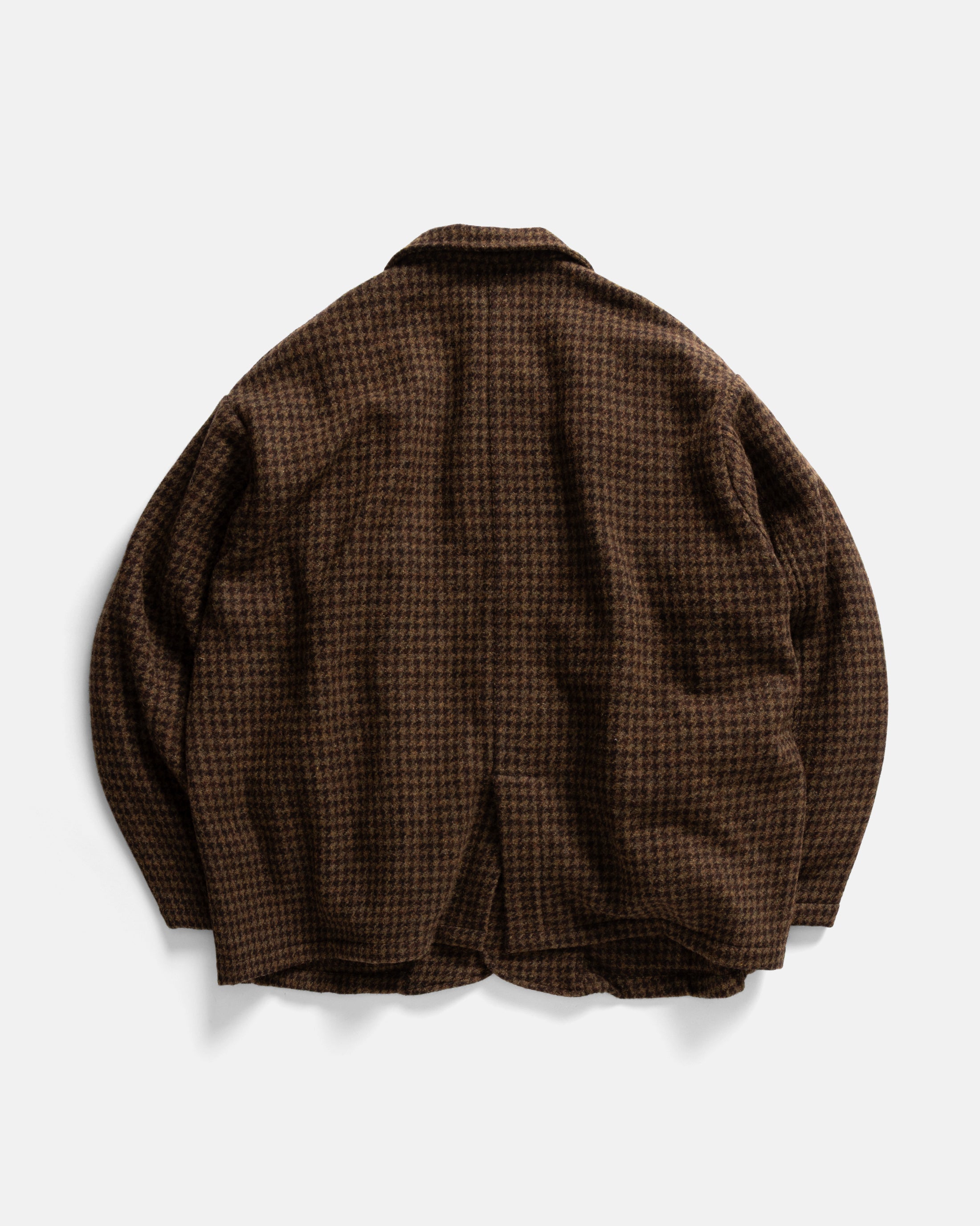 ASHEVILLE OVERSIZED BLAZER - OLIVE / FONDENTE BROWN WOOLEN HOUNDSTOOTH TWEED