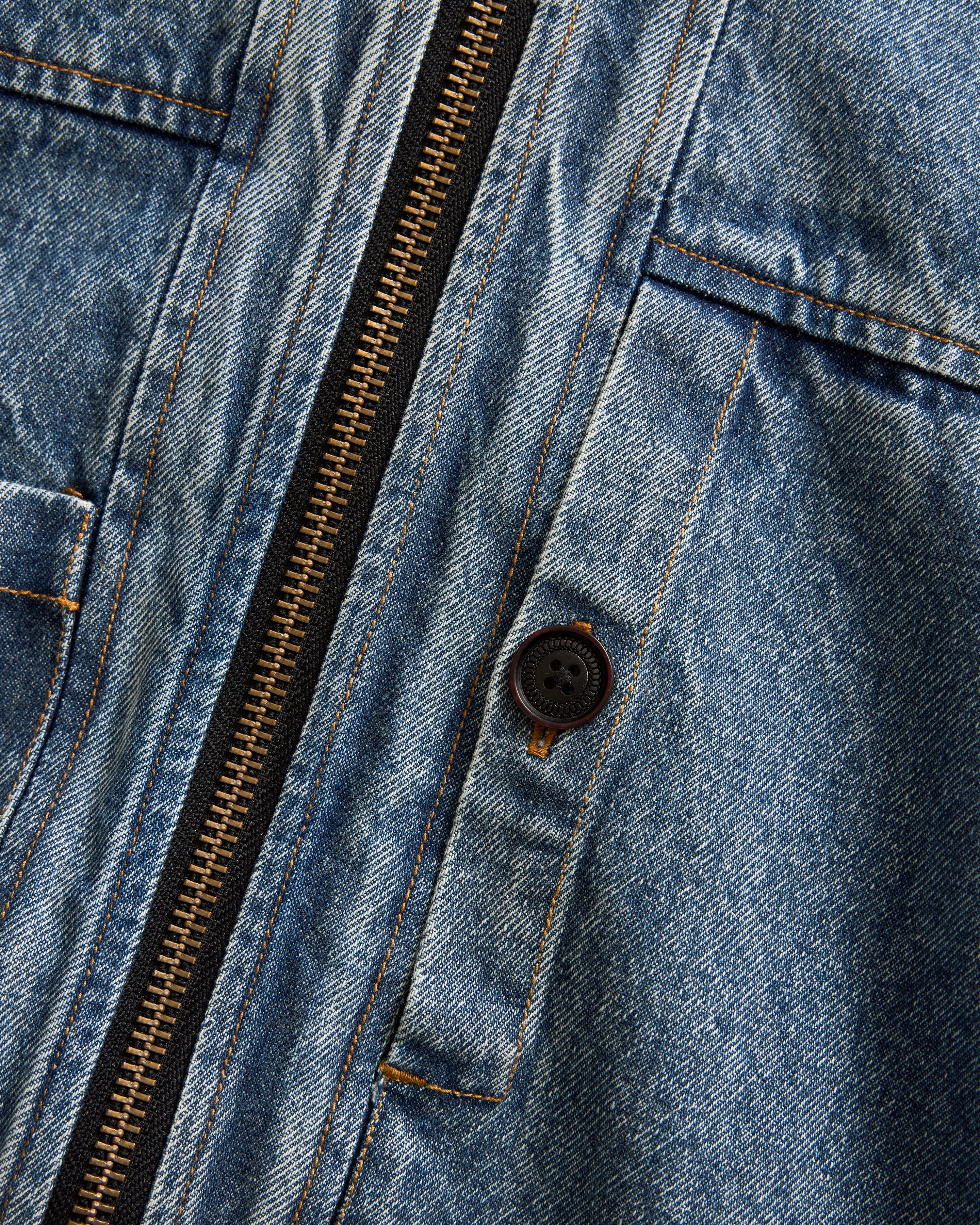 ATLAS HOODED FULL-ZIP WORK JACKET - 13 oz. MID-WASH DENIM