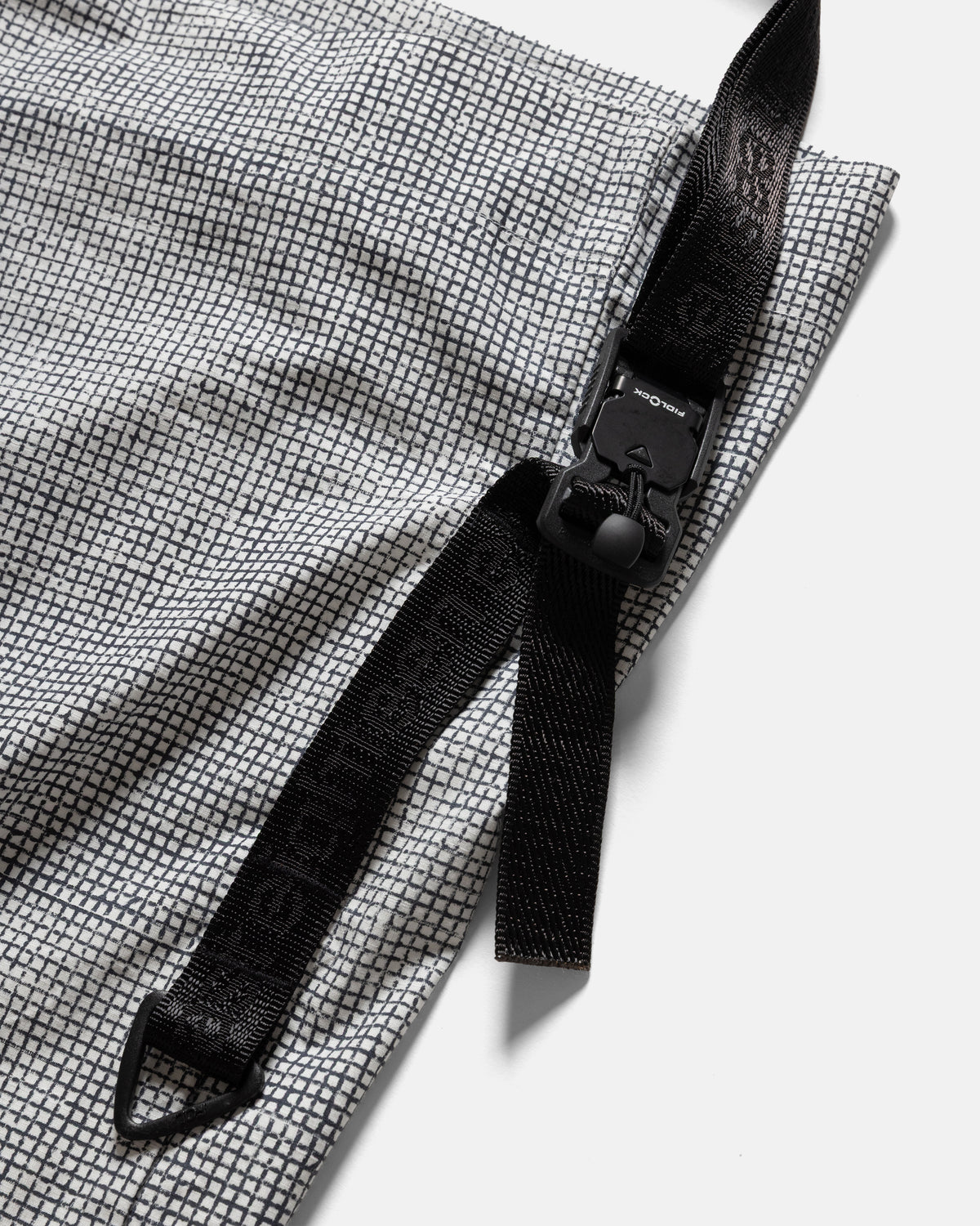 A# ROLL-TOP TACTICAL SLING BAG - CINDER / WHITE HAND BLOCK PRINTED COTTON MICRO RIPSTOP