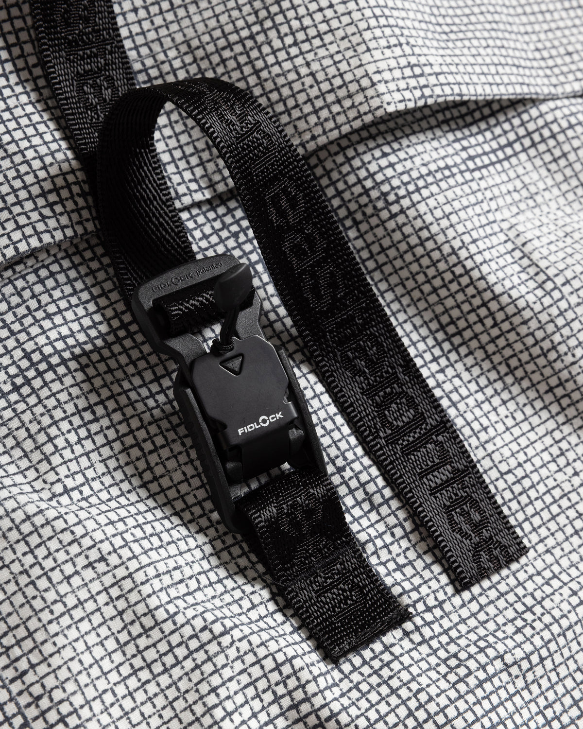 A# ROLL-TOP TACTICAL SLING BAG - CINDER / WHITE HAND BLOCK PRINTED COTTON MICRO RIPSTOP