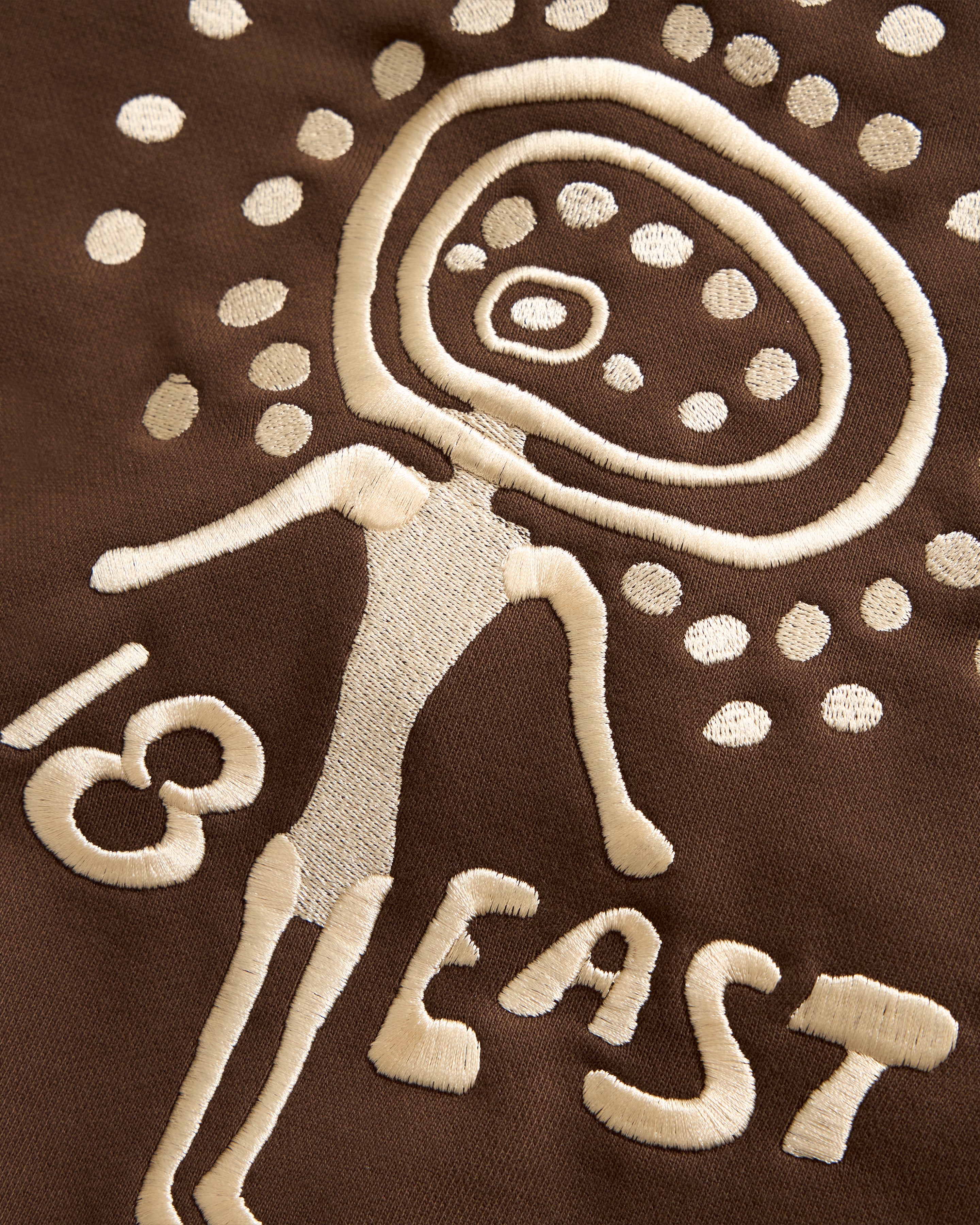 TROGGLE NOVIS HOODED SWEATSHIRT - FONDENTE BROWN / ECRU EMBROIDERED 19oz. ALL COTTON LOOPBACK TERRY FLEECE