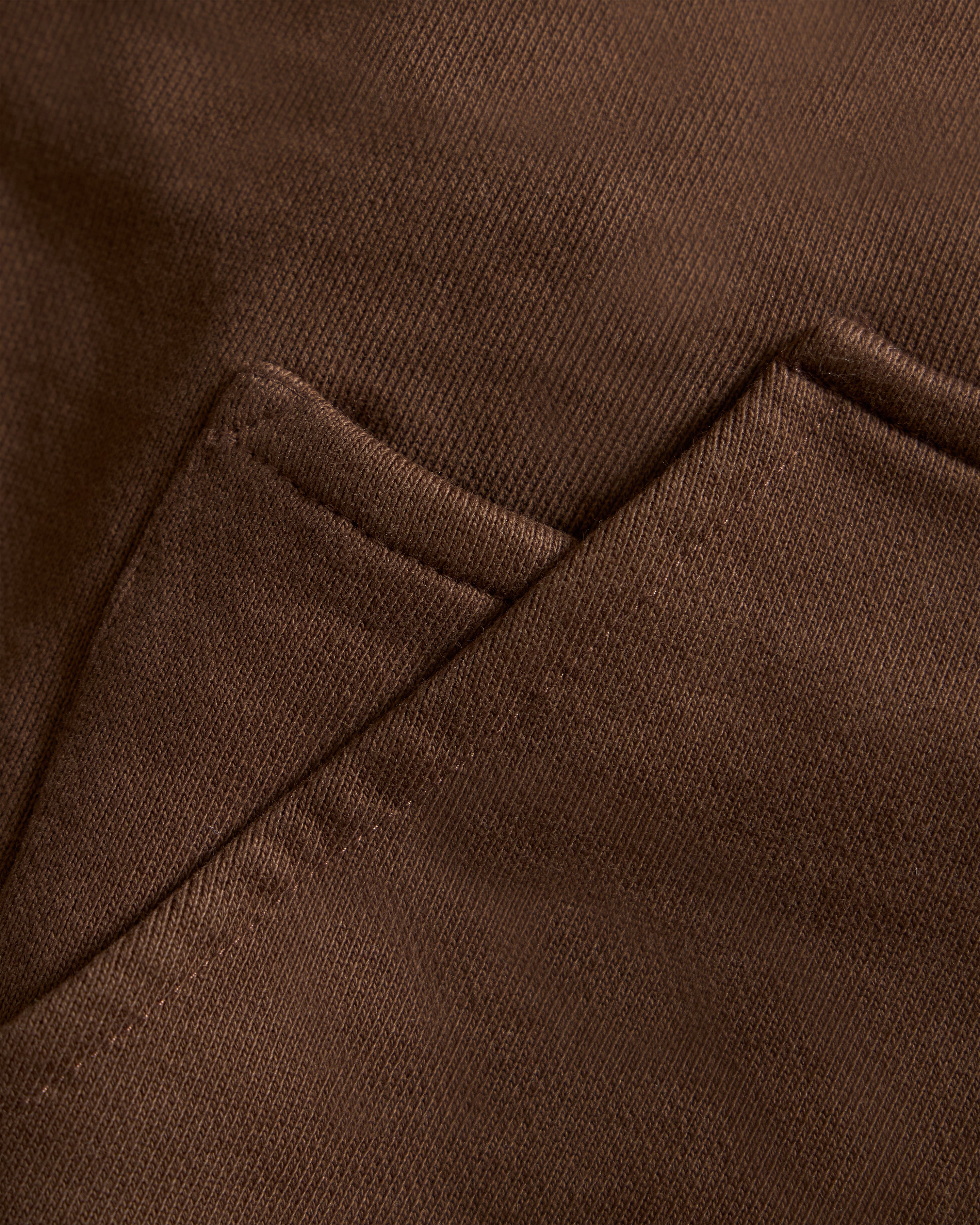 TROGGLE NOVIS HOODED SWEATSHIRT - FONDENTE BROWN / ECRU EMBROIDERED 19oz. ALL COTTON LOOPBACK TERRY FLEECE