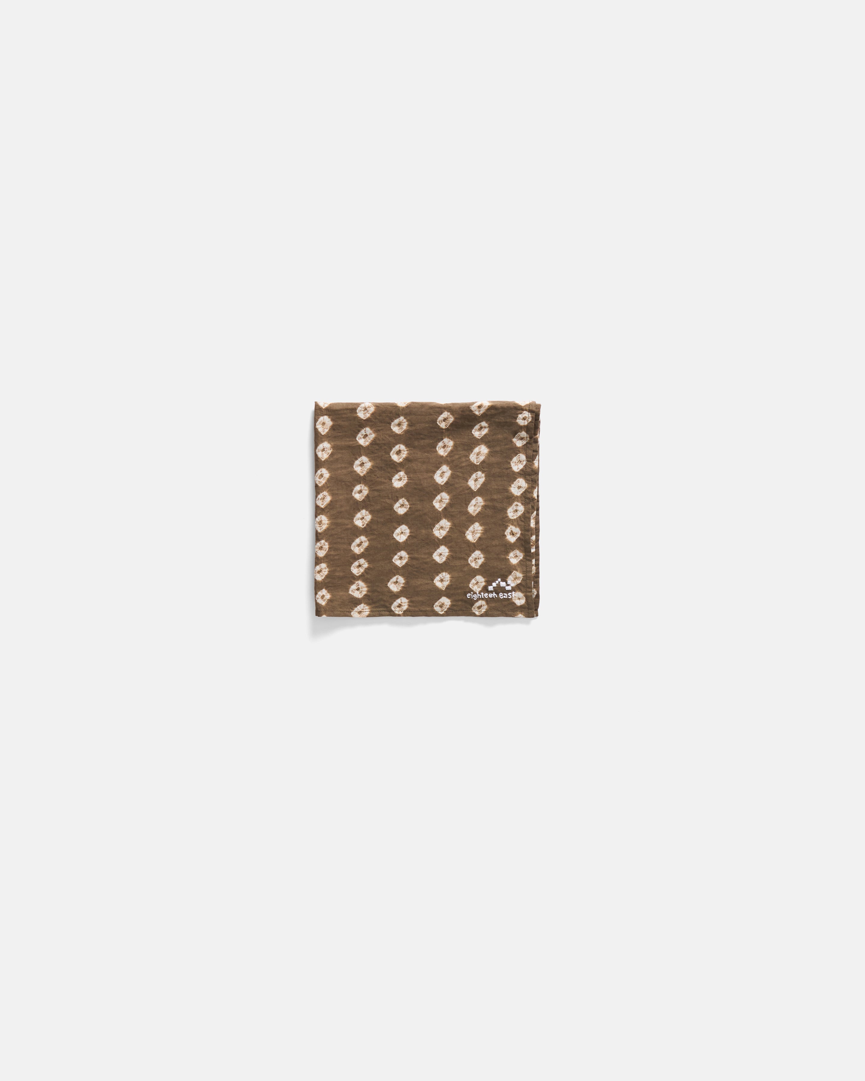 BANDHANI BANDANA - MOCHA E PISTACCHIO / ECRU RESIST-DYE STRIPED FEATHERWEIGHT KHADI COTTON