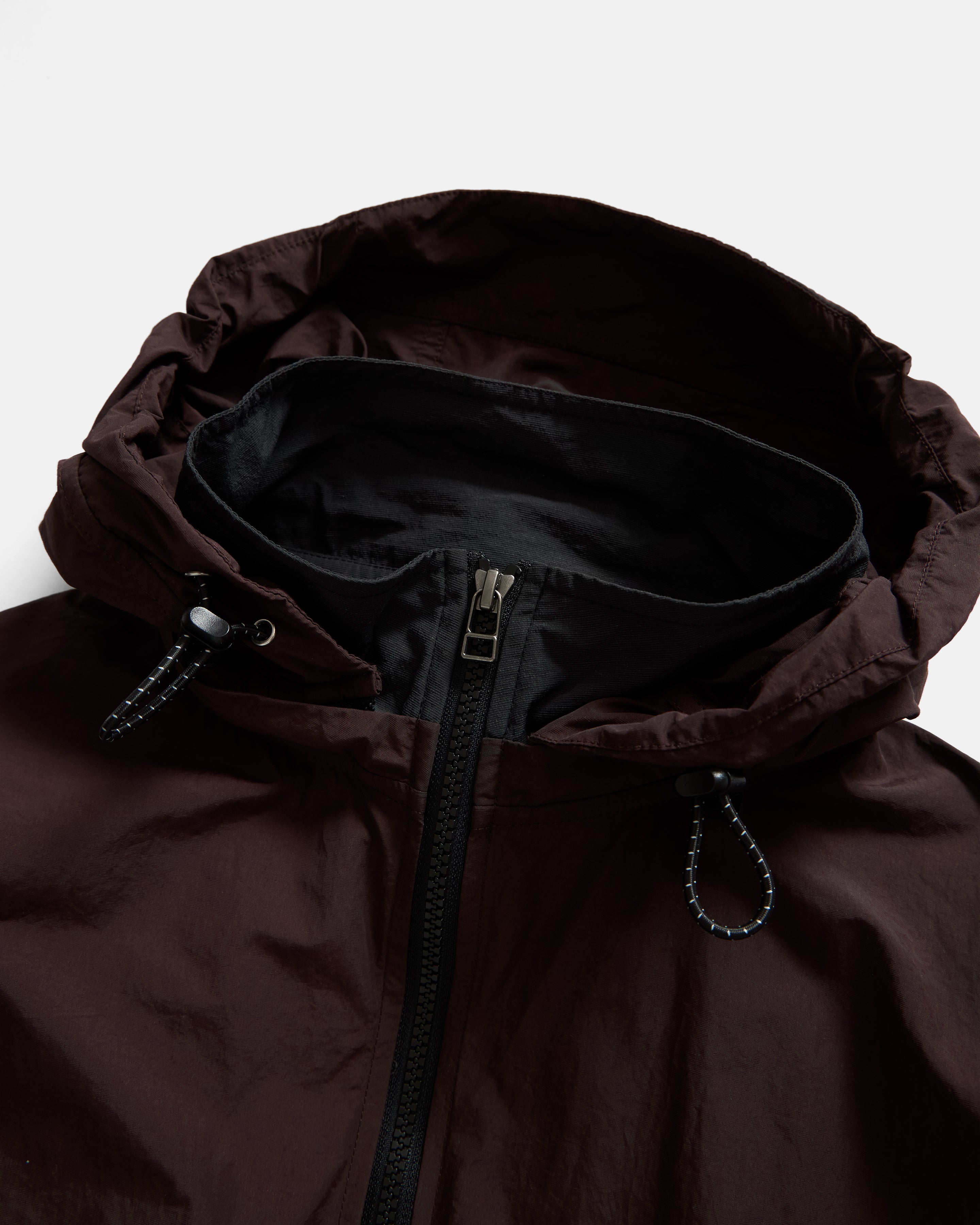 BANKS 2.0 UTILITY JACKET WITH REMOVABLE HOOD - FADED BLACK / SANGRIA WATER-REPELLENT BLENDED LINEN, COTTON AND NYLON.