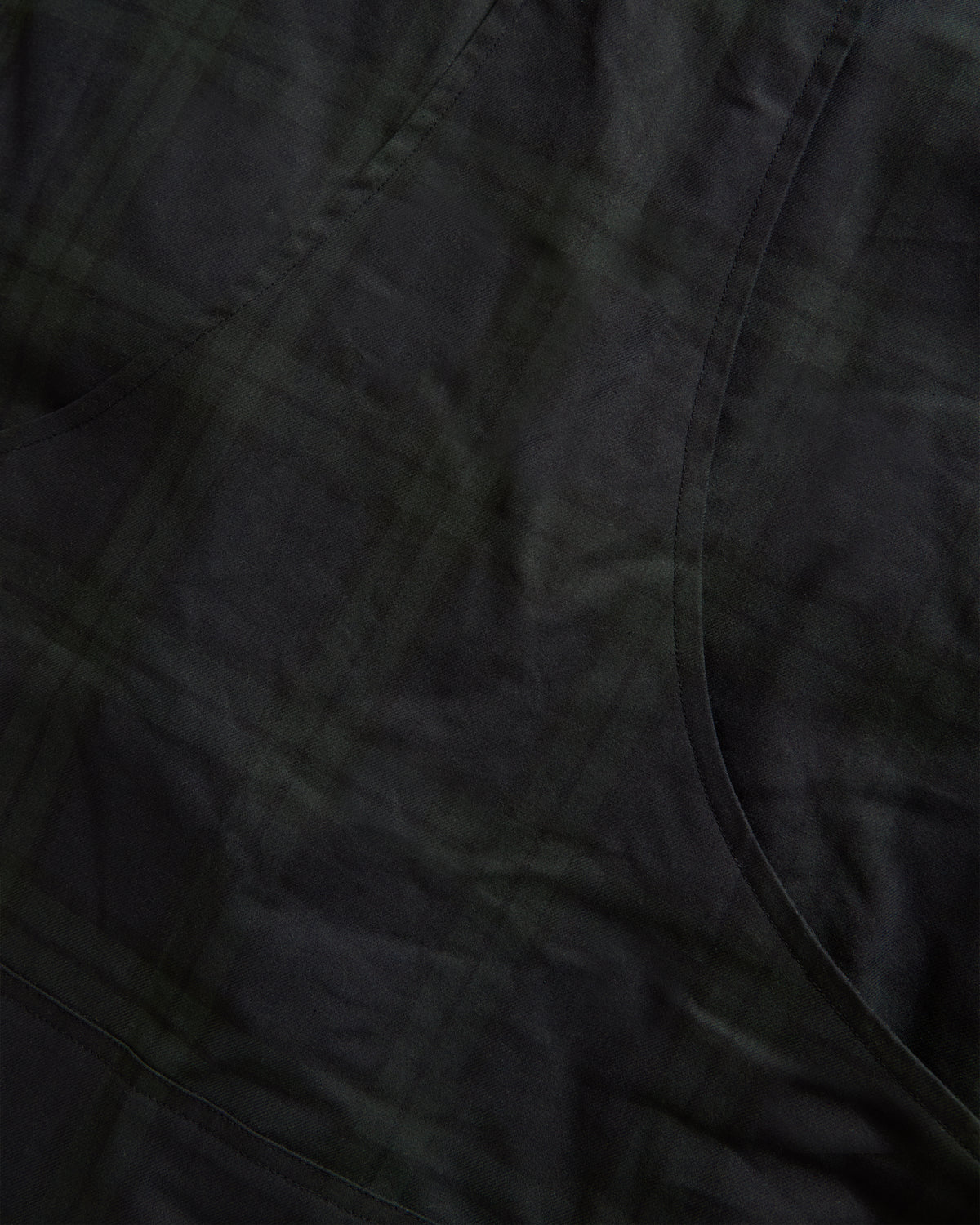 KEARSE REVERSIBLE UTILITY VEST - BARELY BLACKWATCH BEESWAX COATED COTTON TWILL AND BLACK COTTON CORDUROY