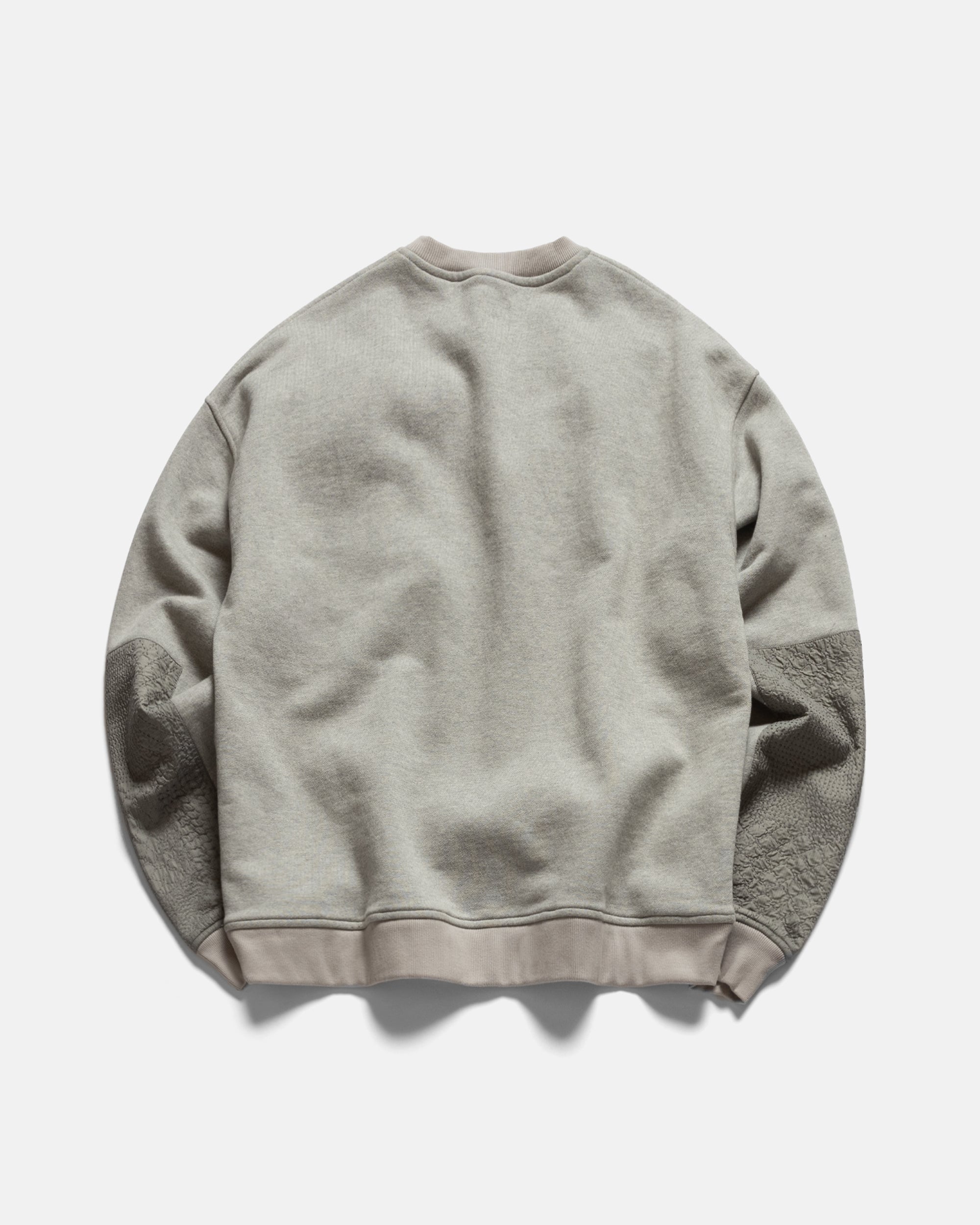 BEACON HAND-EMBROIDERED CREWNECK SWEATSHIRT - ASH HEATHER 19oz. ALL COTTON LOOPBACK TERRY FLEECE / FLYWEIGHT NYLON RIPSTOP