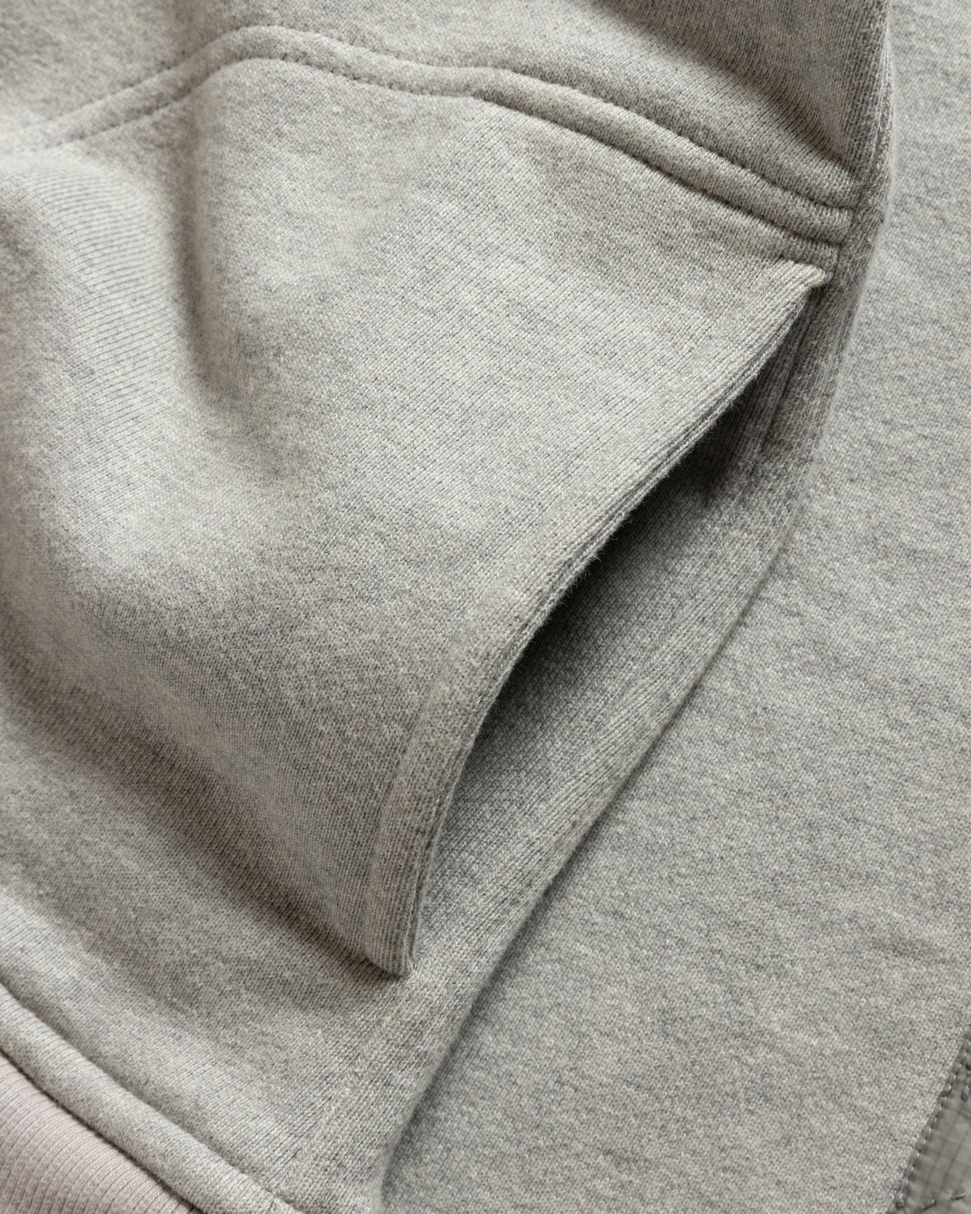 BEACON HAND-EMBROIDERED CREWNECK SWEATSHIRT - ASH HEATHER 19oz. ALL COTTON LOOPBACK TERRY FLEECE / FLYWEIGHT NYLON RIPSTOP