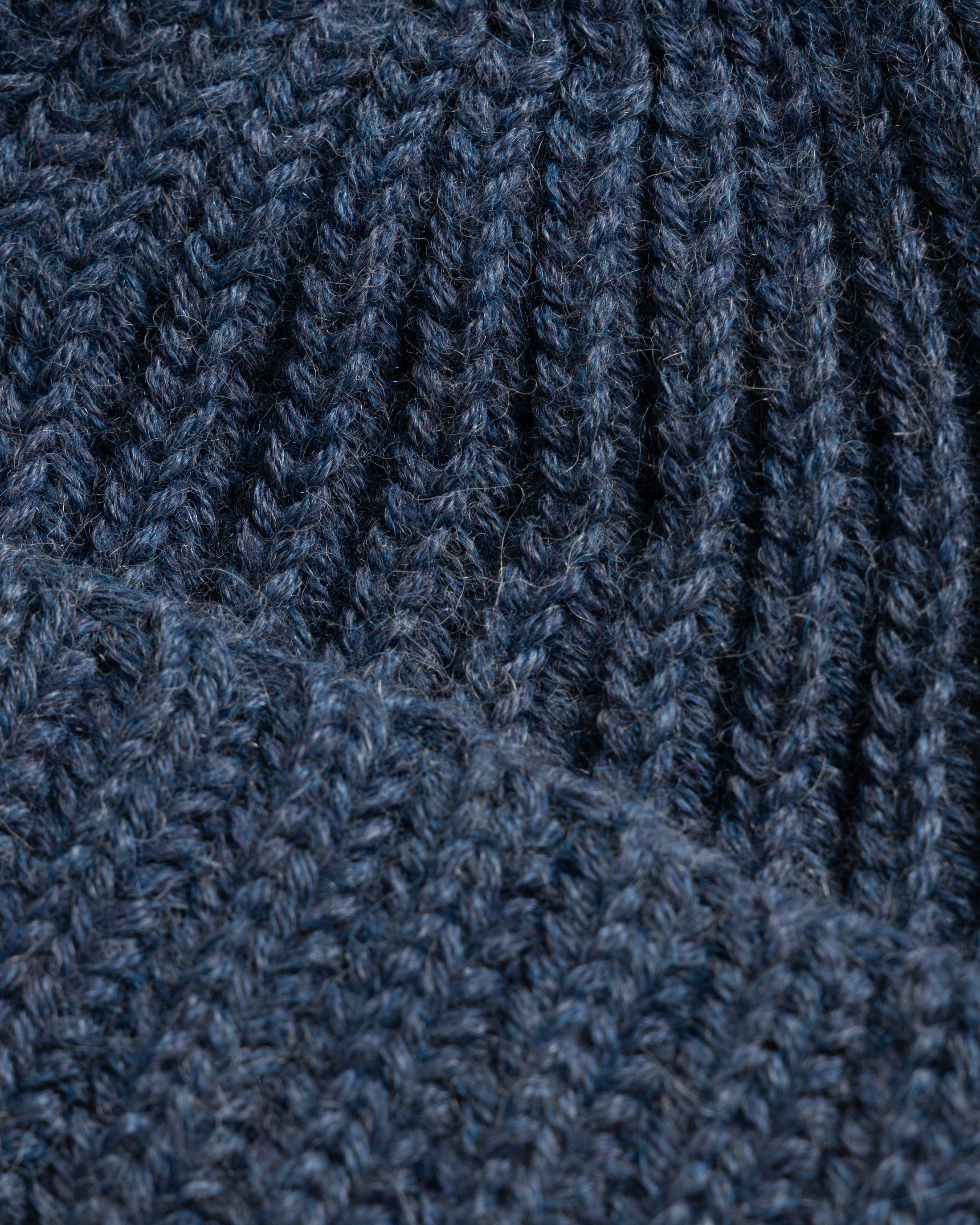 ENGLISH RIB CUFFED BEANIE - INDIGO MELANGE HANDLOOM BABY ALPACA