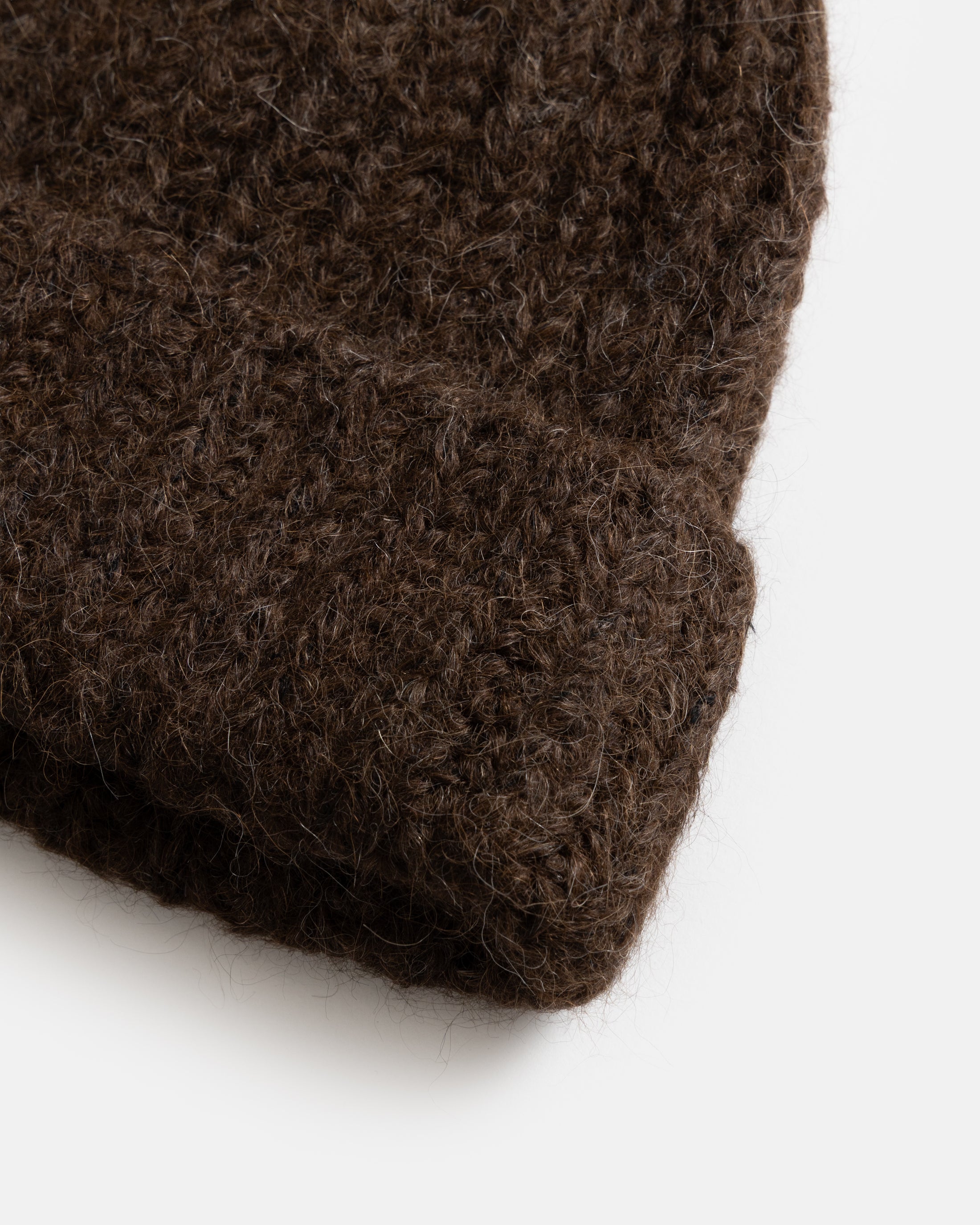 ENGLISH RIB CUFFED BEANIE - CIOCCOLATO BROWN MELANGE HANDLOOM BRUSHED BABY ALPACA