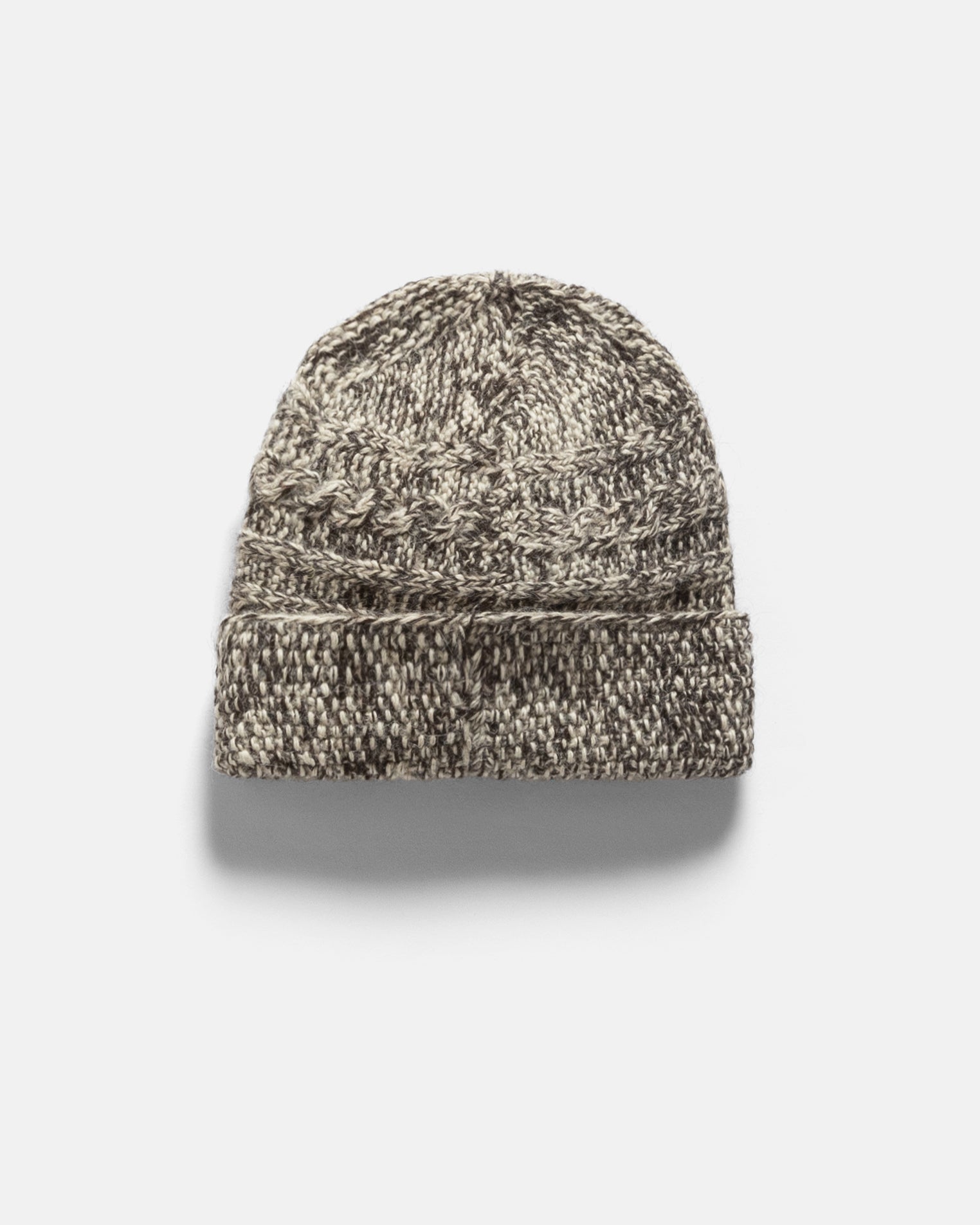 HIMALAYAN HAND-KNIT CABLED BEANIE - TONAL UNDYED NOMADIC WOOLEN MOULINÉ