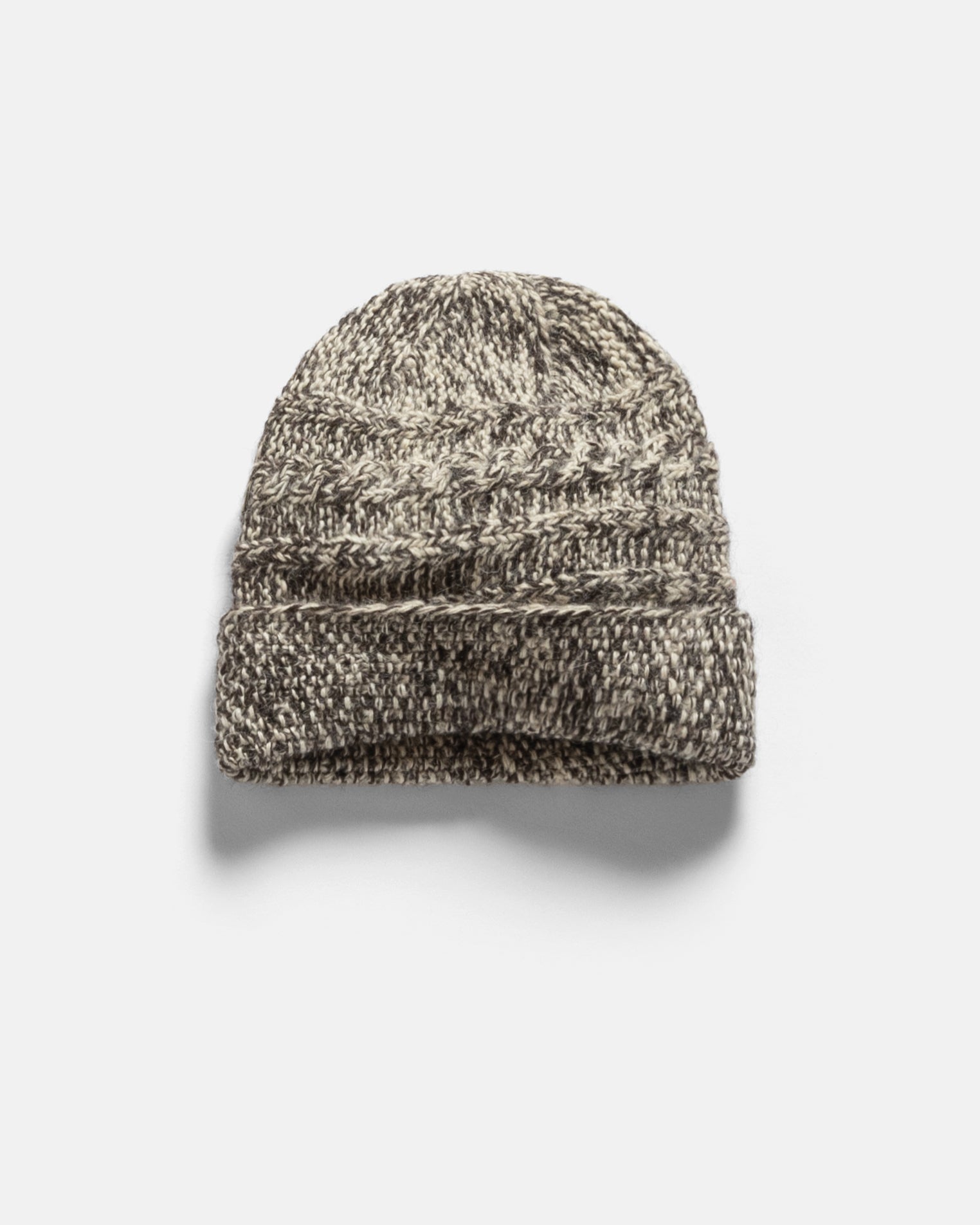 HIMALAYAN HAND-KNIT CABLED BEANIE - TONAL UNDYED NOMADIC WOOLEN MOULINÉ