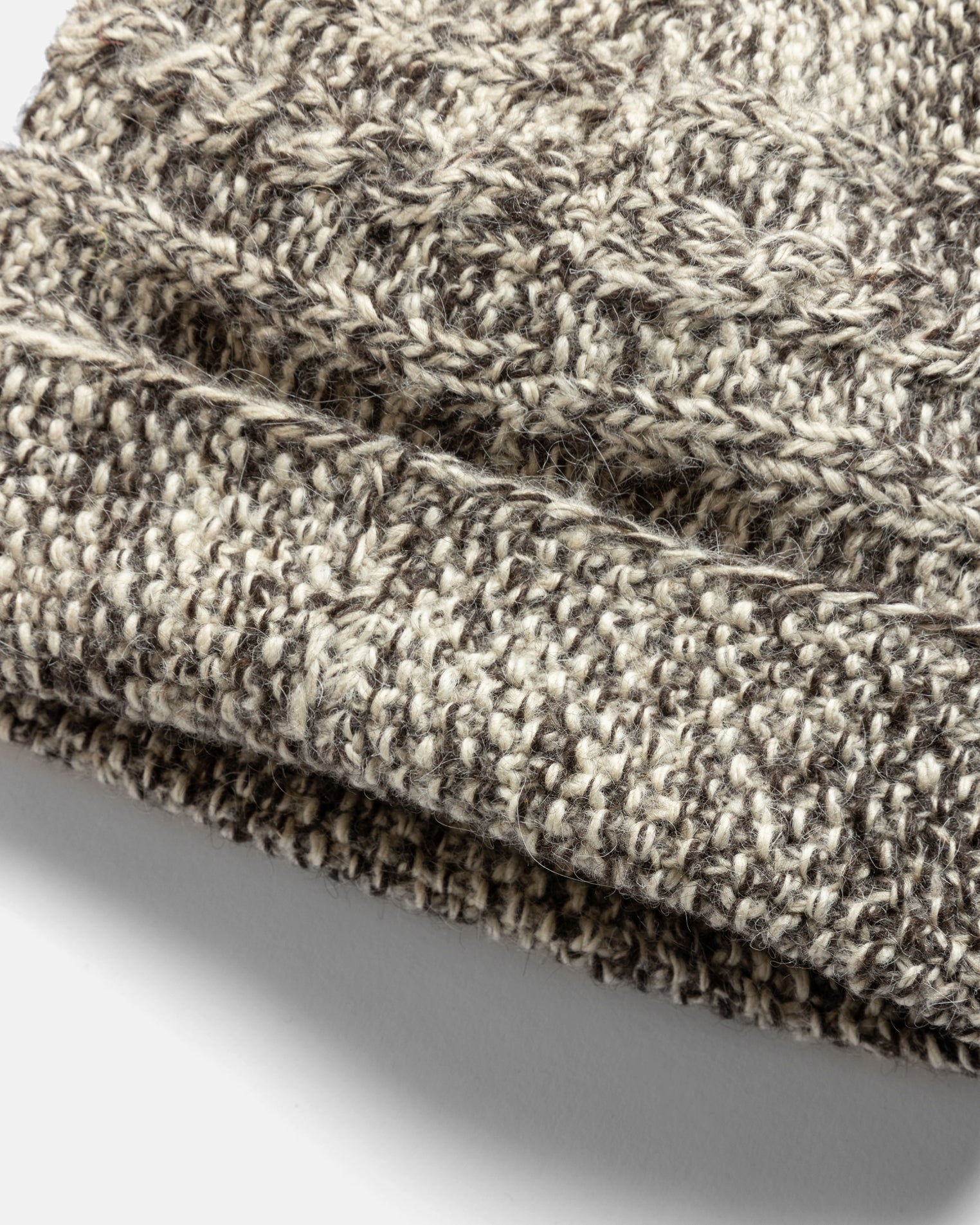 HIMALAYAN HAND-KNIT CABLED BEANIE - TONAL UNDYED NOMADIC WOOLEN MOULINÉ